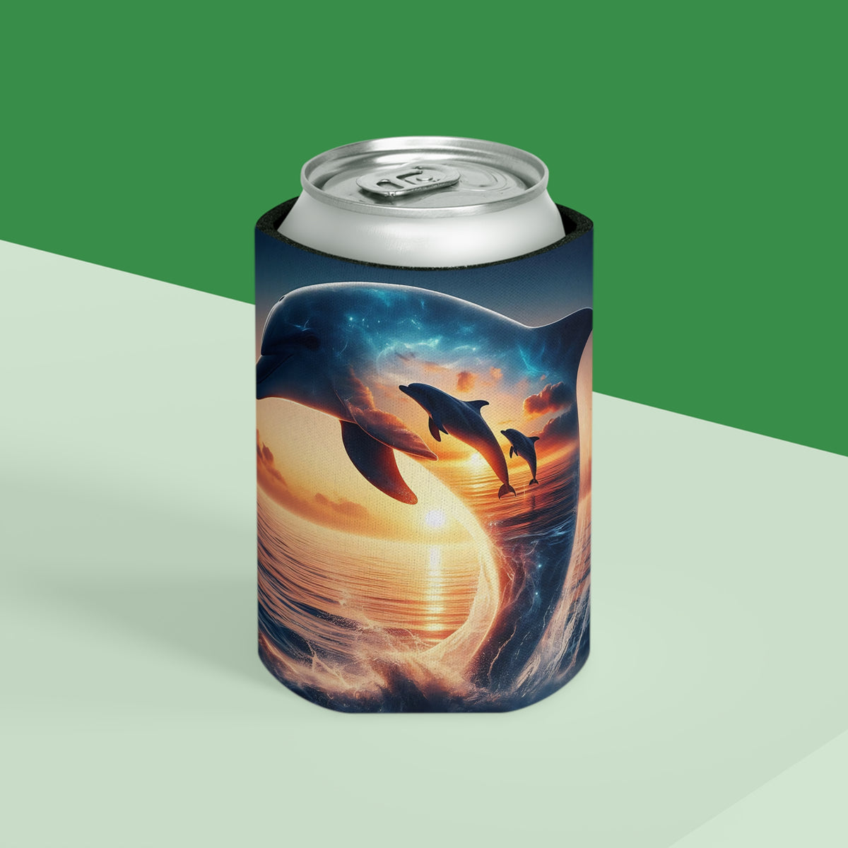 Can Cooler -3 dolphin sunset