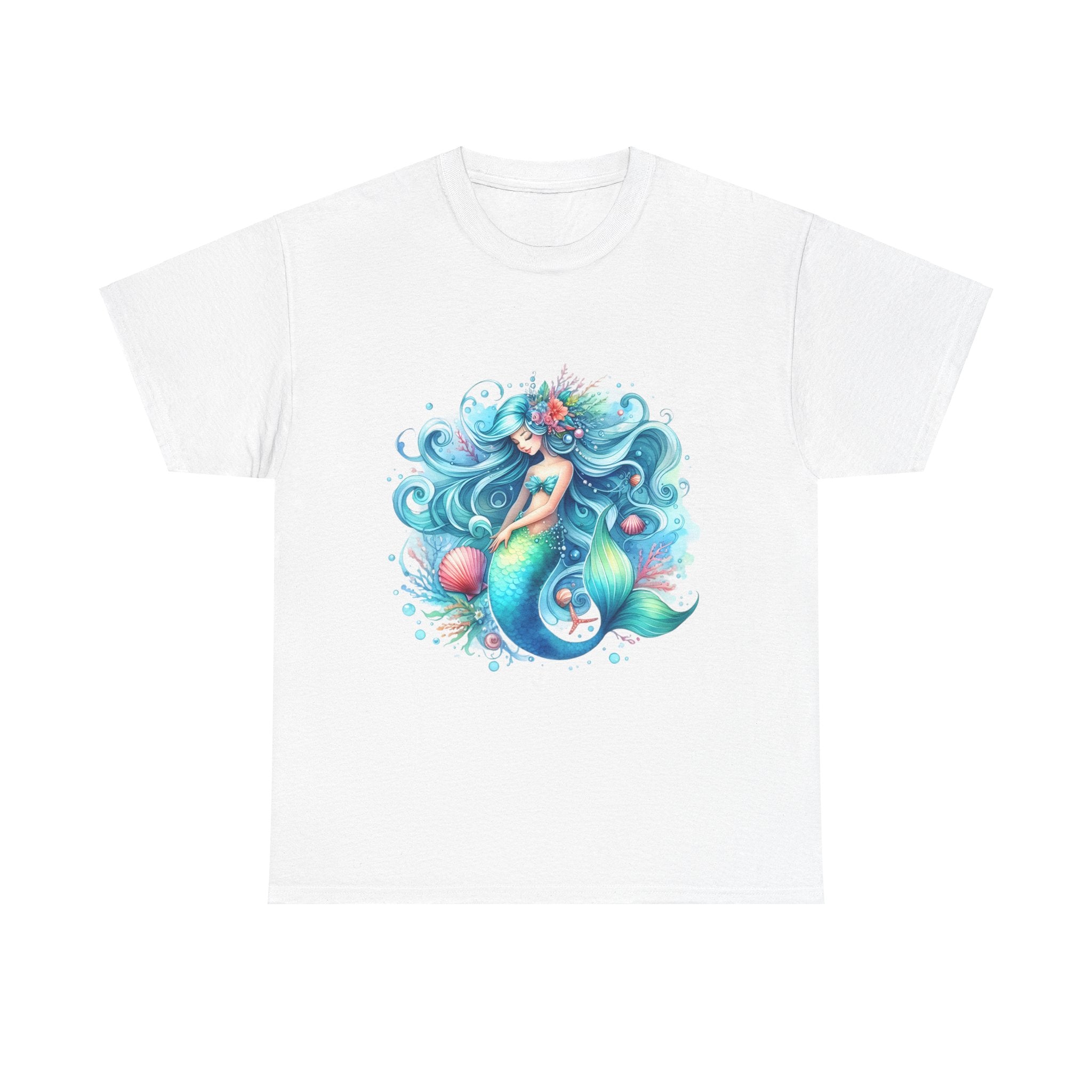 Sleepy blue mermaid Unisex Heavy Cotton Tee