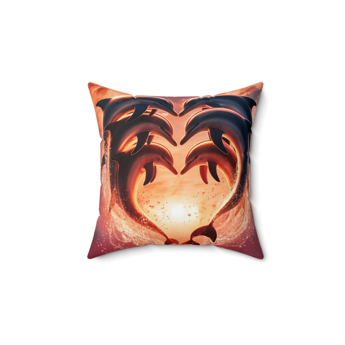 3 dolphin Spun Polyester Square Pillow