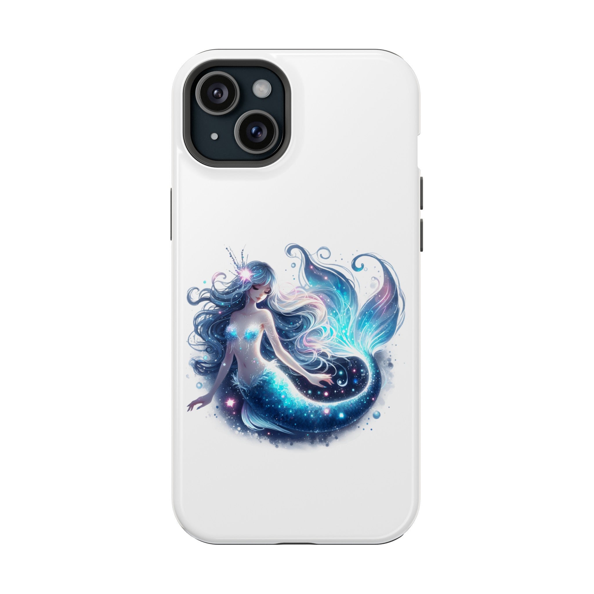 Sleepy Mermaid White Phone Case – Dual-Layer Protection