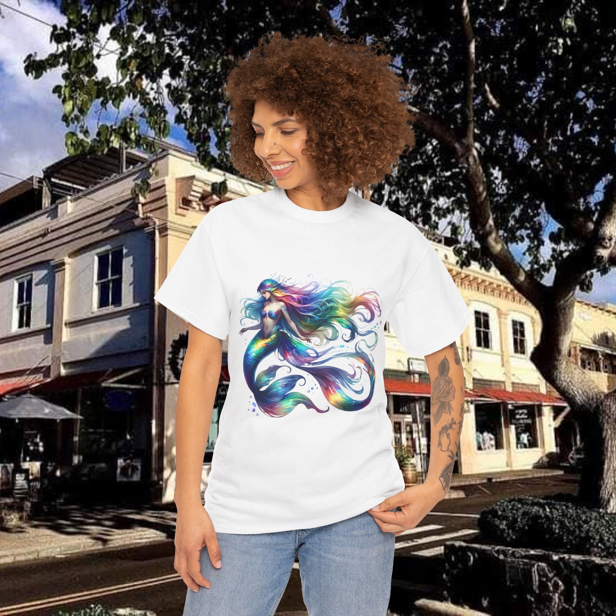 Rainbow Mermaid Heavy Cotton Tee shirt Unisex