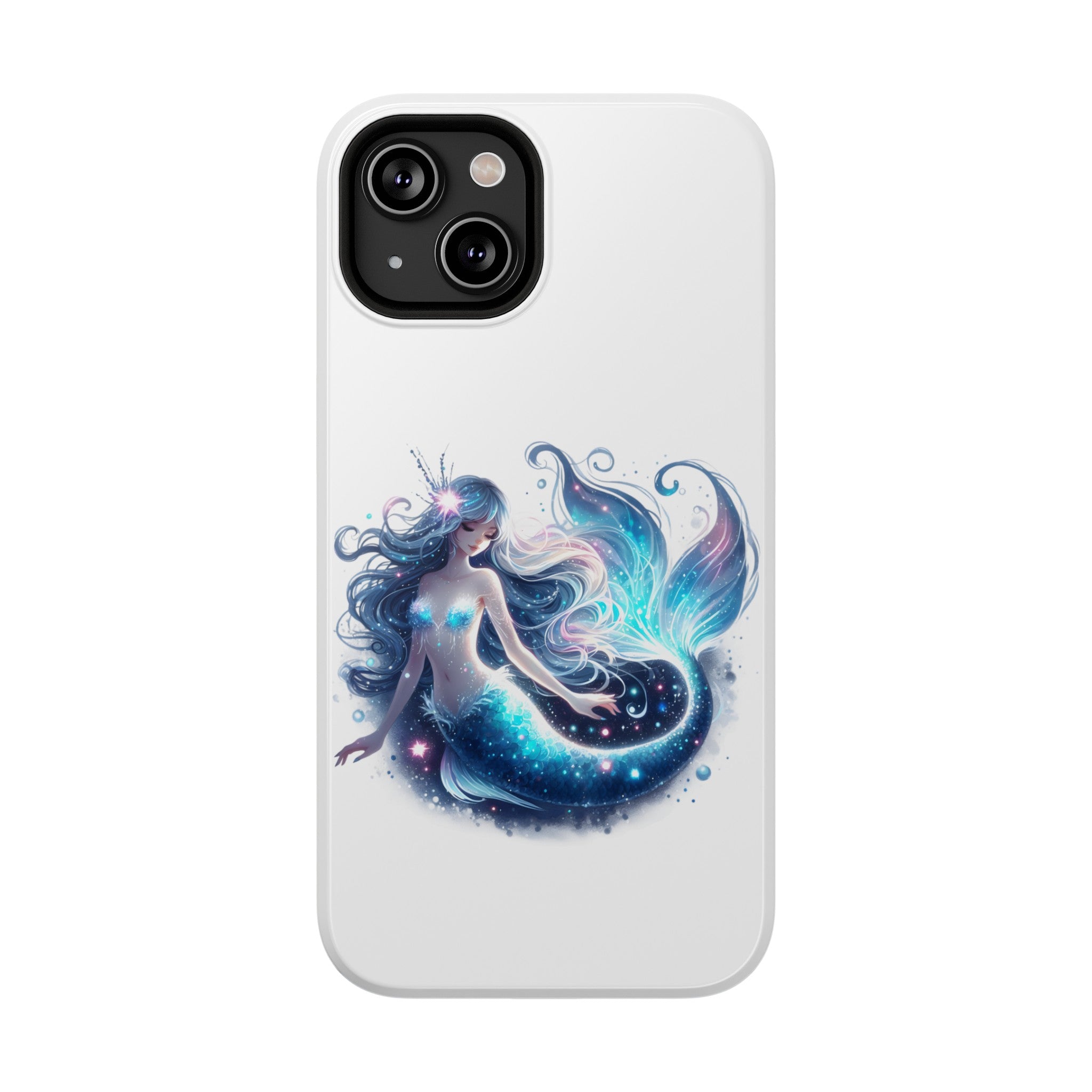 Sleepy Mermaid White Phone Case – Dual-Layer Protection