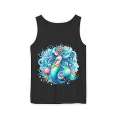 Sleeping Mermaid Black Tank Top – Unisex Garment-Dyed Comfort