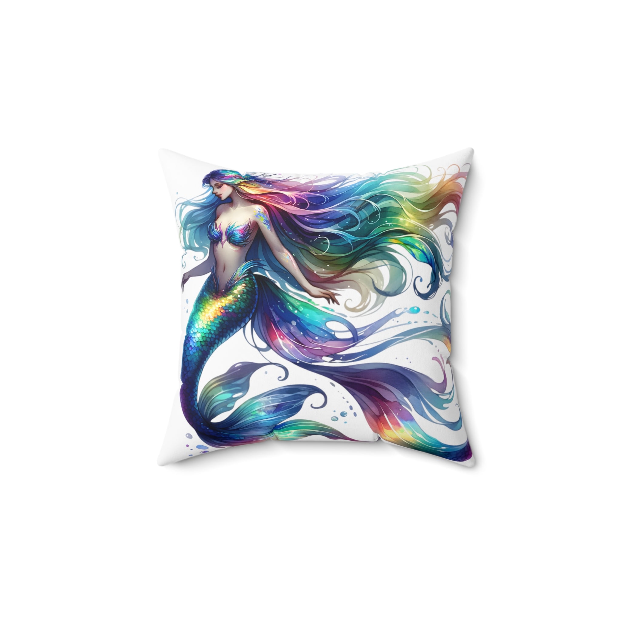 Rainbow dolphin spun Polyester Square Pillow