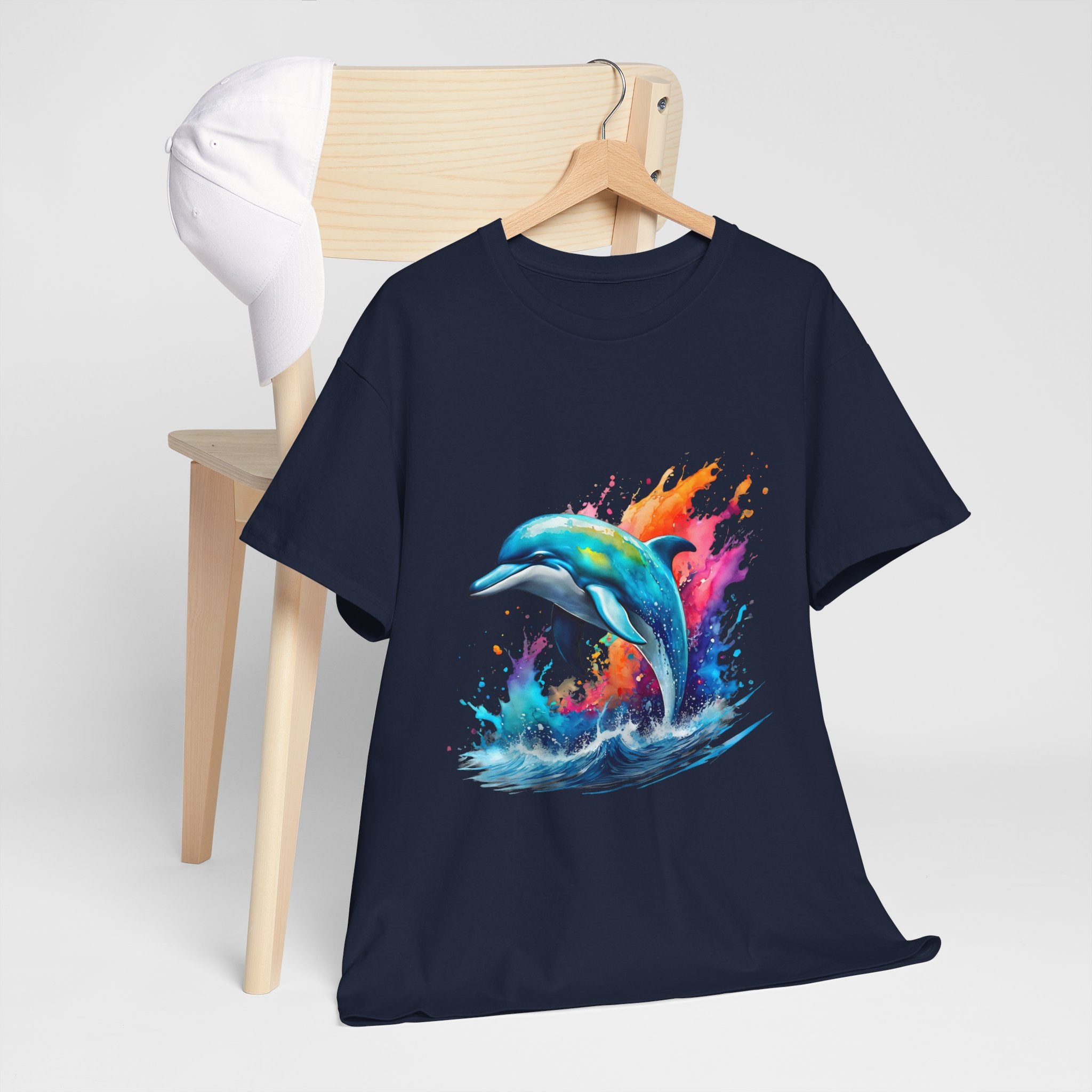 Rainbow Dolphin Heavy Cotton Tee shirt Unisex