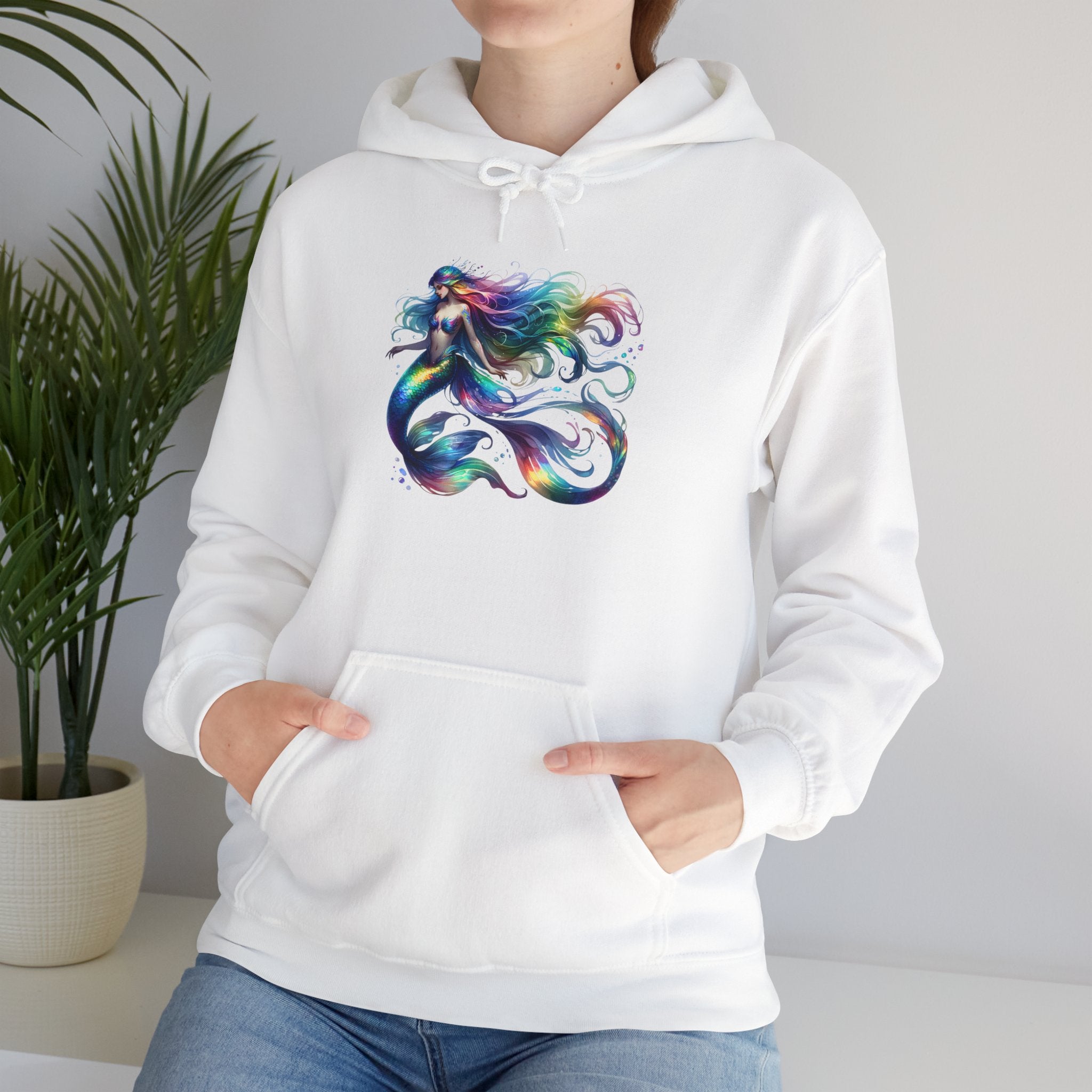 Rainbow Mermaid Hooded Sweatshirt Unisex Heavy Blend