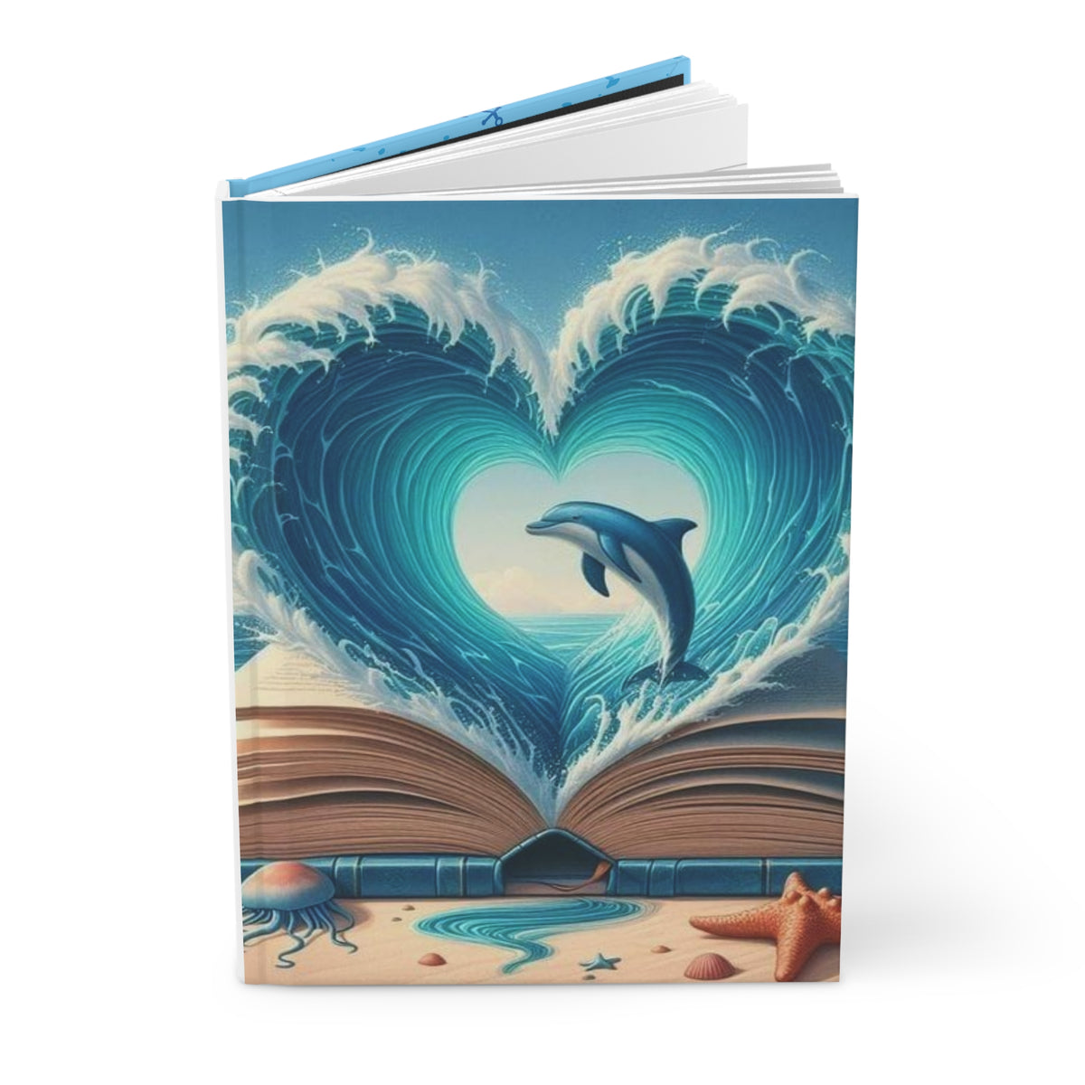 Splashing Hearts Dolphin Hardcover Journal