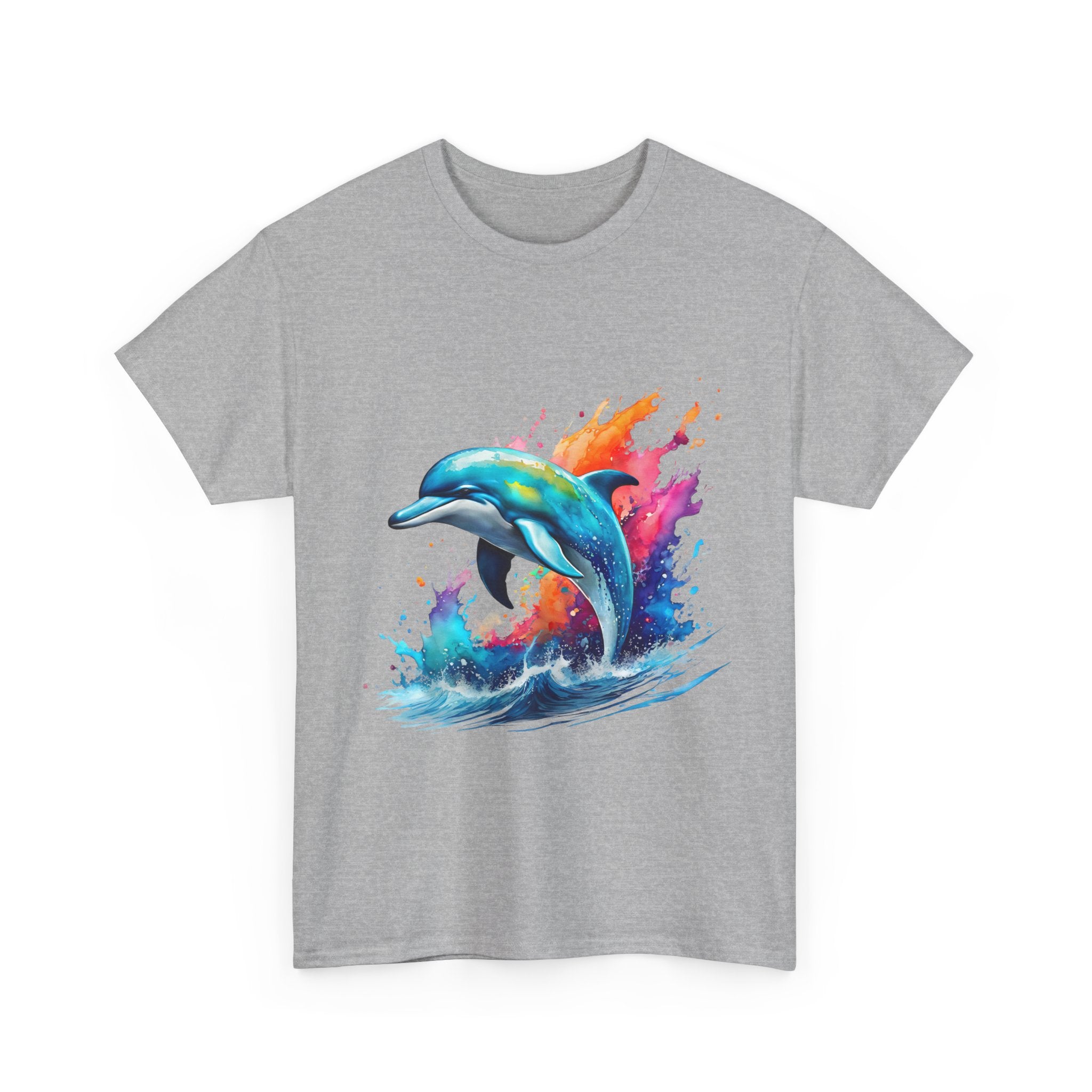 Rainbow Dolphin Heavy Cotton Tee shirt Unisex