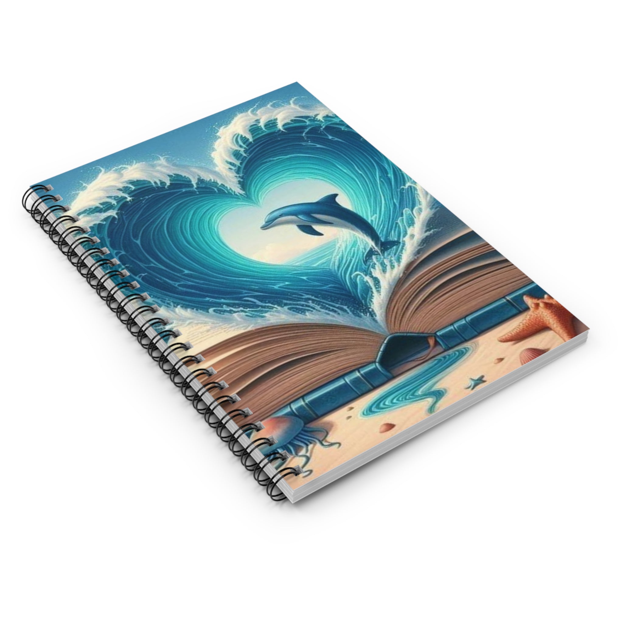 Splashing Hearts Dolphin Notebook