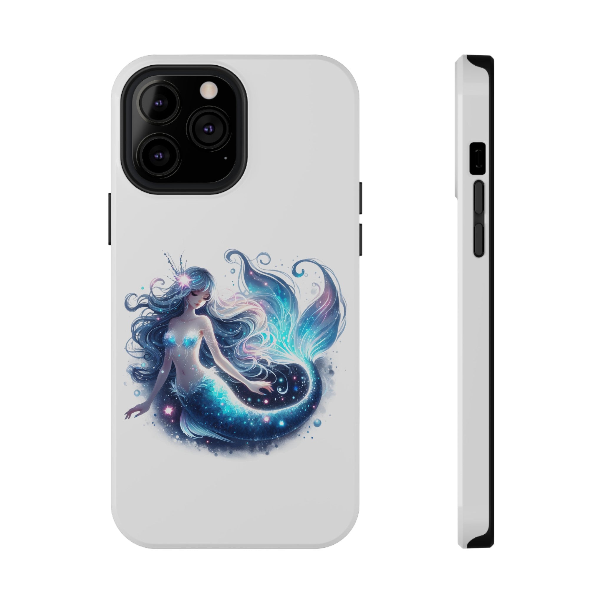 Sleepy Mermaid White Phone Case – Dual-Layer Protection