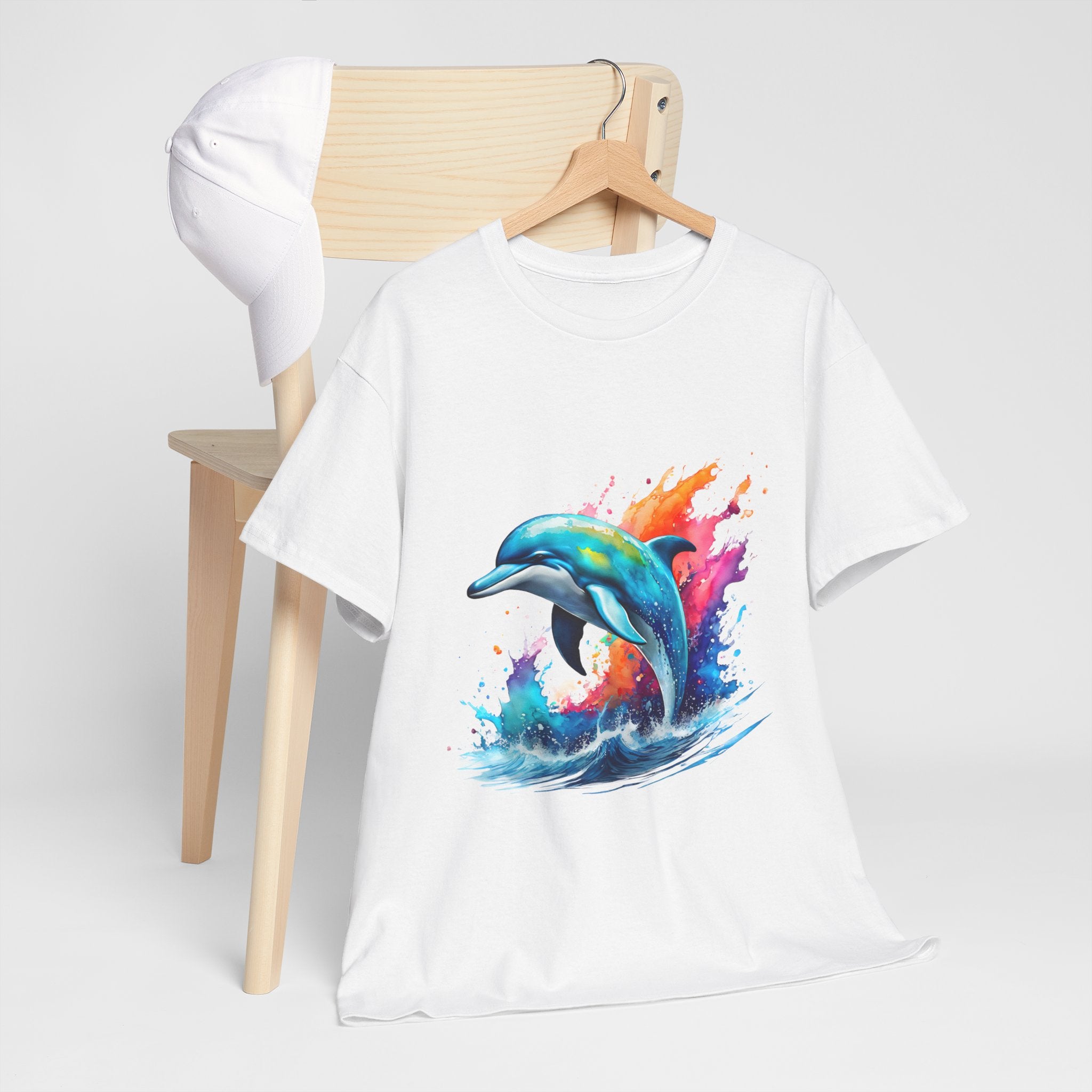 Rainbow Dolphin Heavy Cotton Tee shirt Unisex