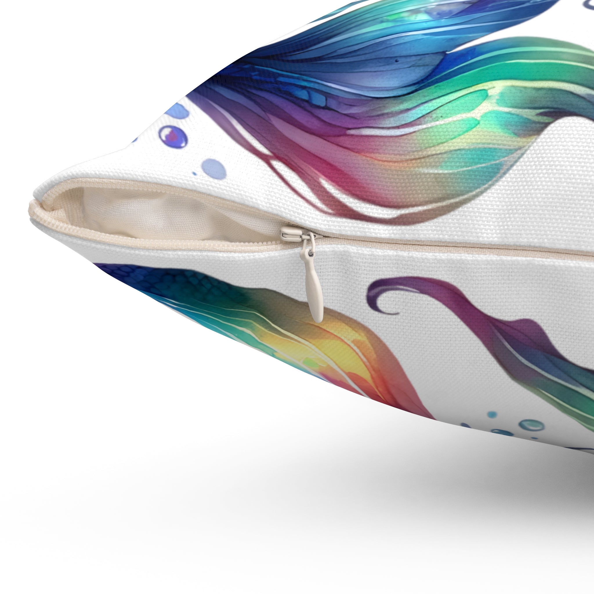 Rainbow dolphin spun Polyester Square Pillow