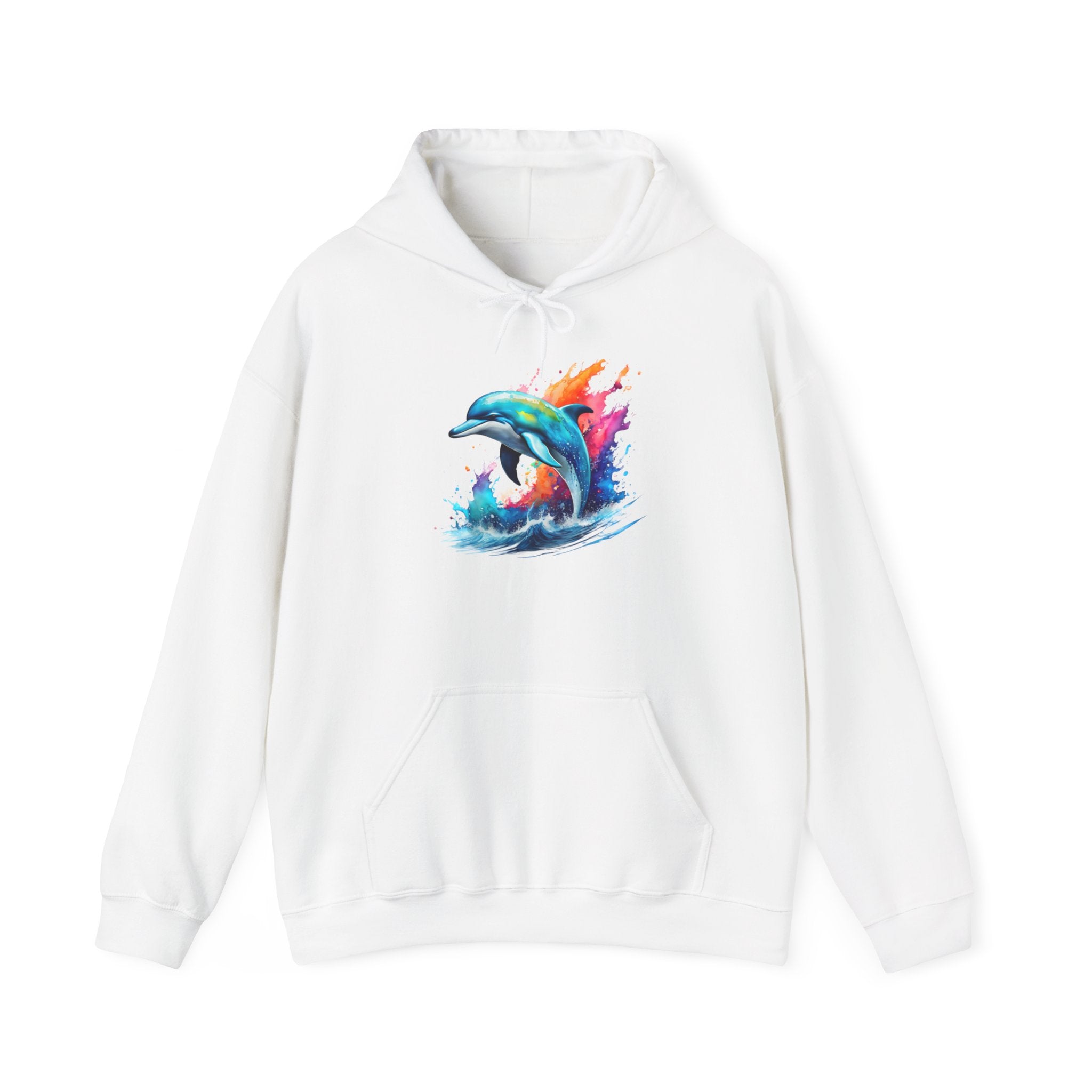 Rainbow Dolphin Hooded Sweatshirt Unisex Heavy Blend