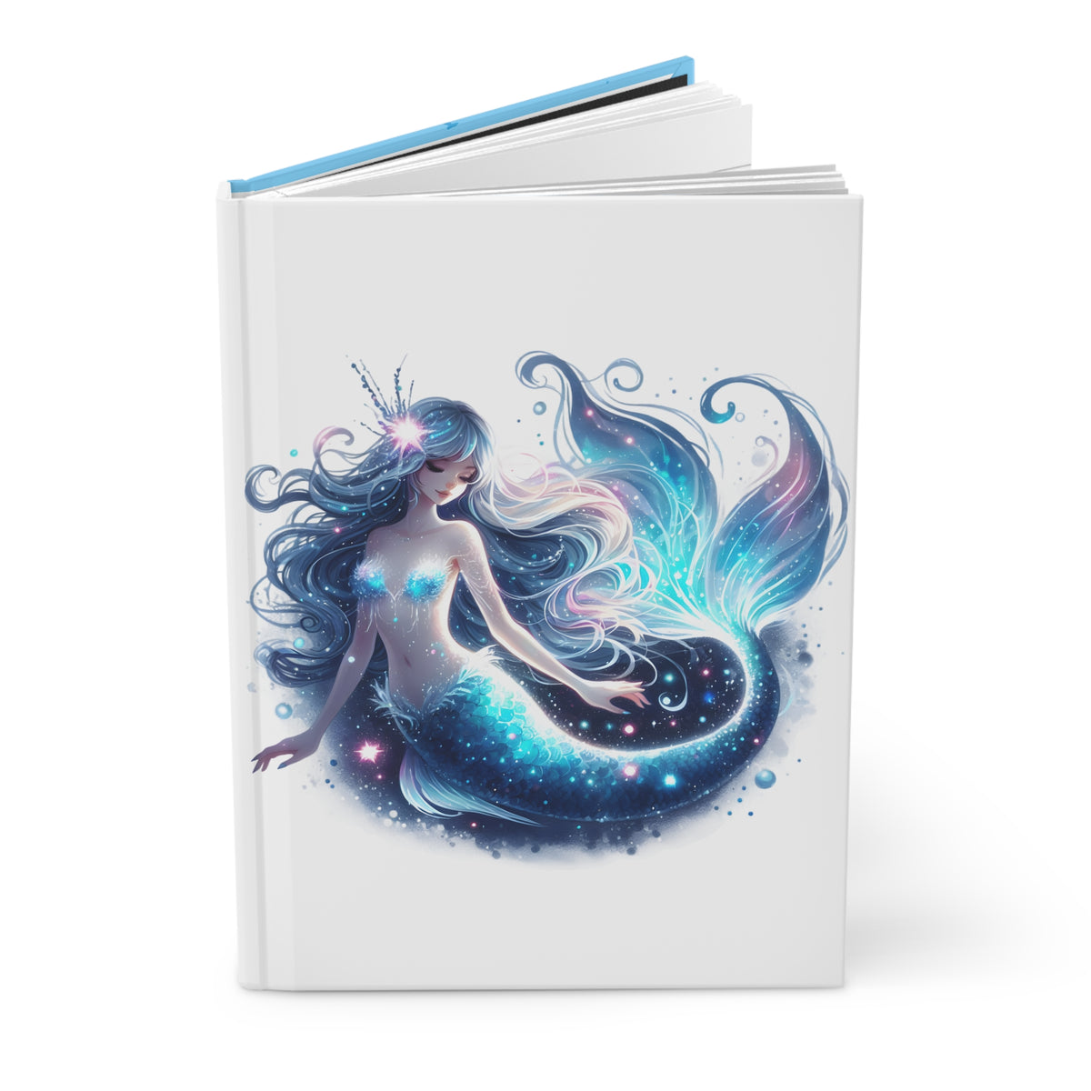 Blue Neon Mermaid Hardcover Journal