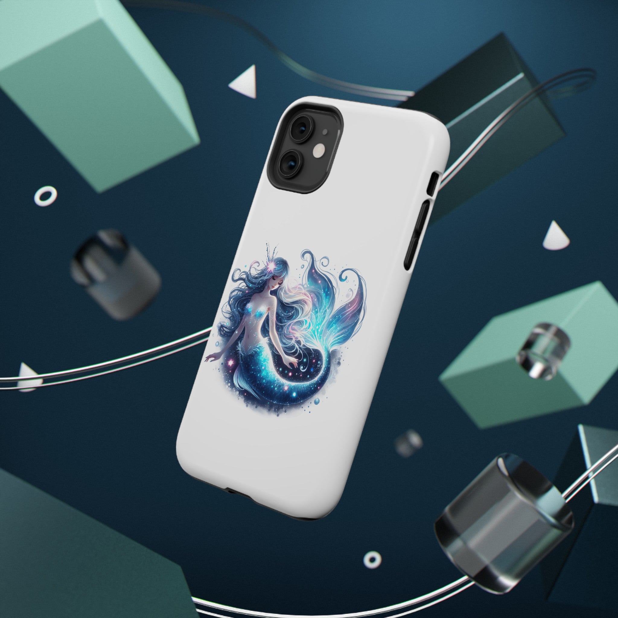 Sleepy Mermaid White Phone Case – Dual-Layer Protection