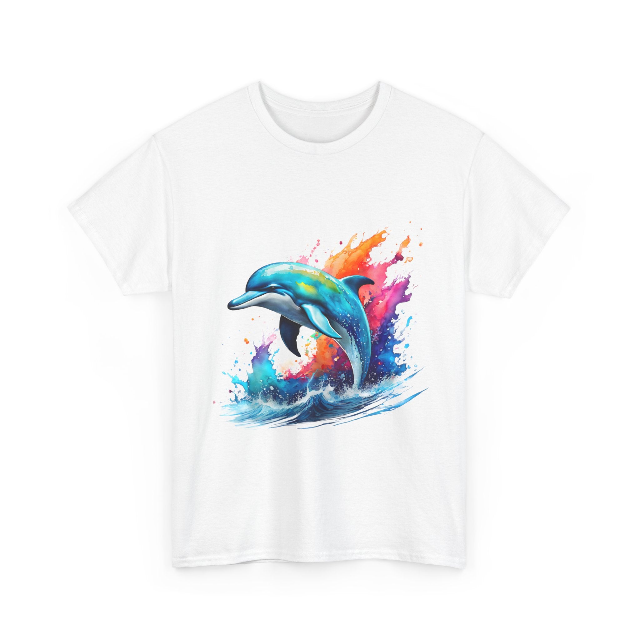 Rainbow Dolphin Heavy Cotton Tee shirt Unisex