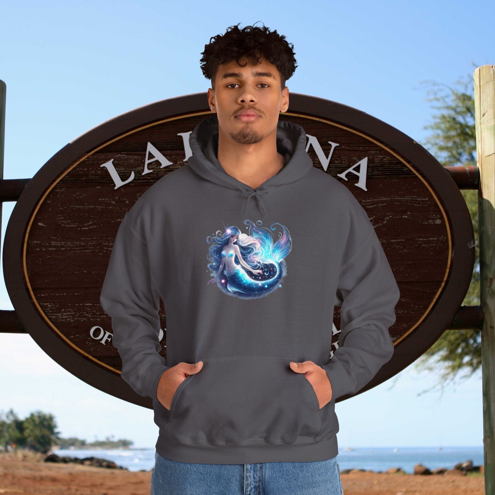 Blue Mermaid Hooded Sweatshirt Unisex Heavy Blend