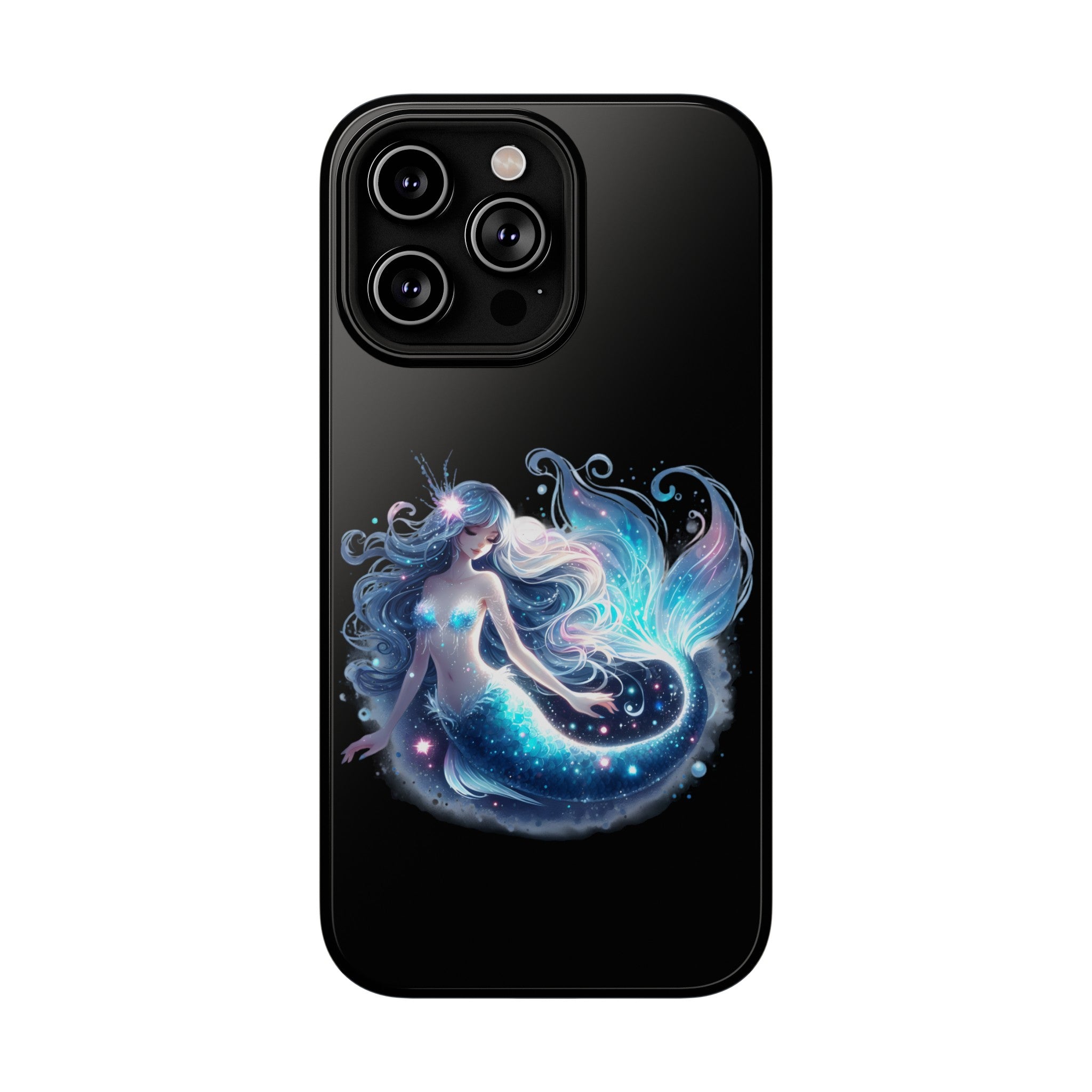 Sleepy Mermaid Black Phone Case – Matte or Glossy Finish