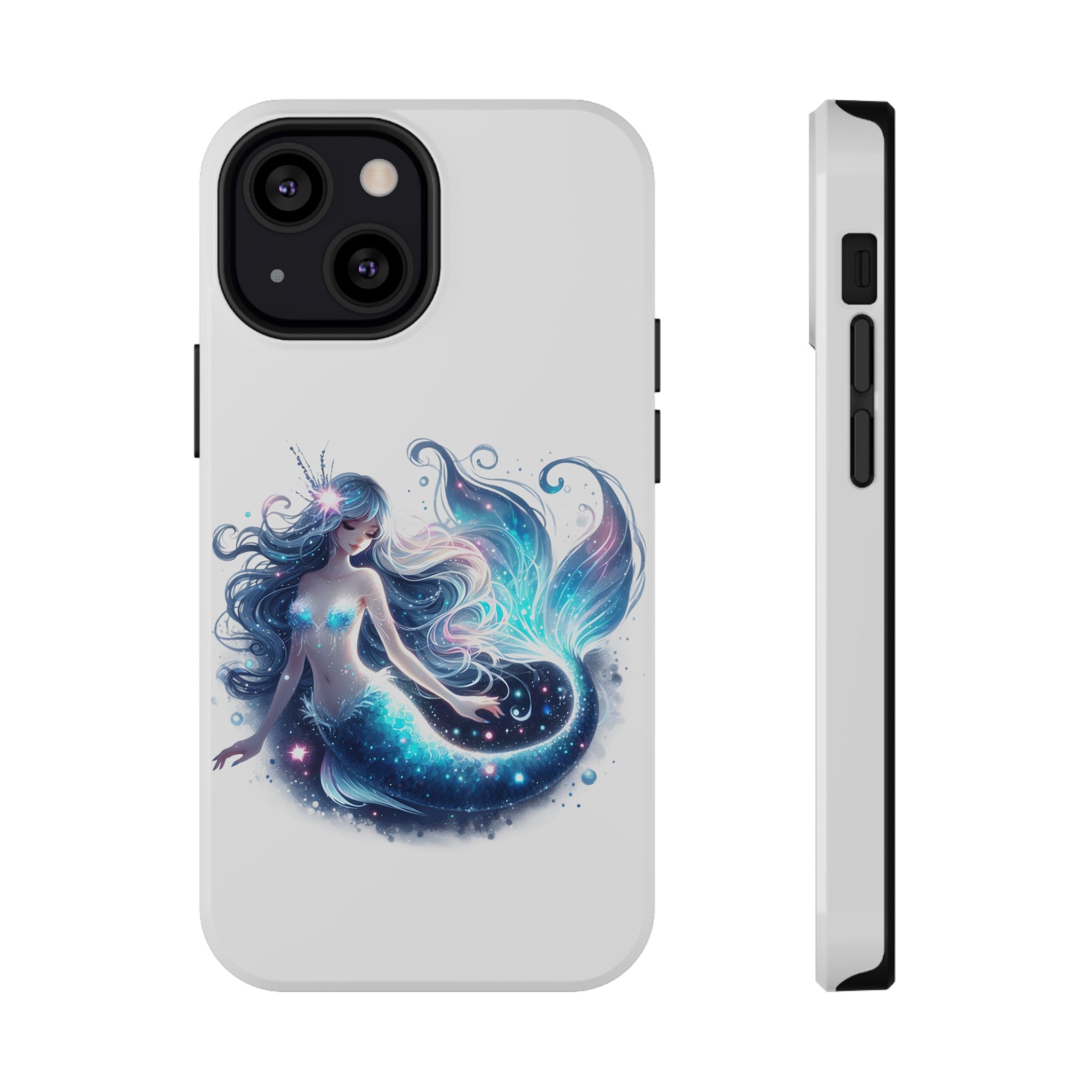 Sleepy Mermaid White Phone Case – Dual-Layer Protection