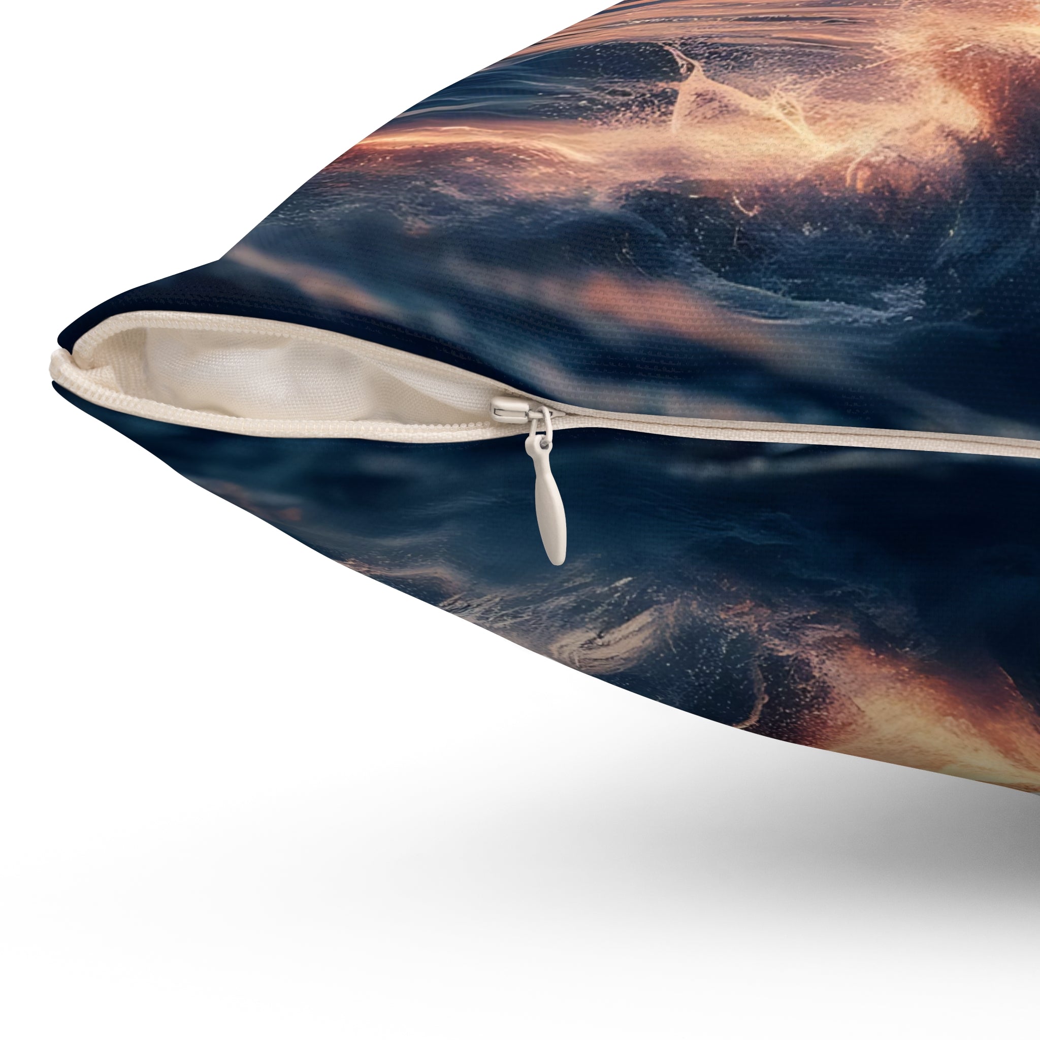 Sunset Dolphin Spun Polyester Square Pillow