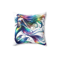 Rainbow dolphin spun Polyester Square Pillow