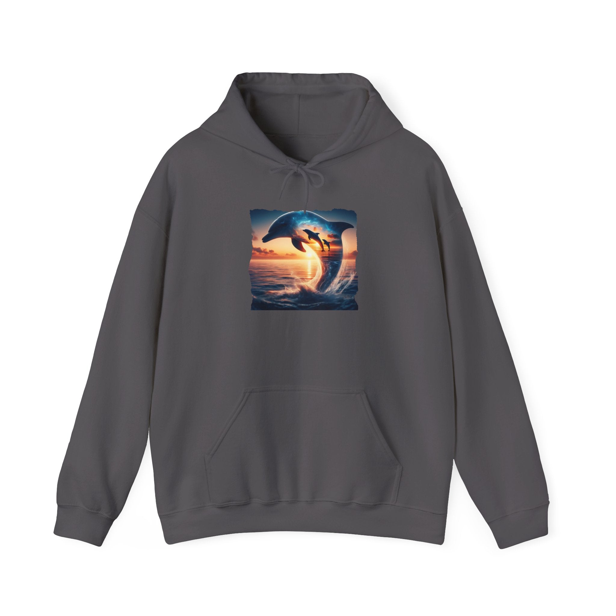 3 Dolphin Sunset Hooded Sweatshirt Unisex Heavy Blend