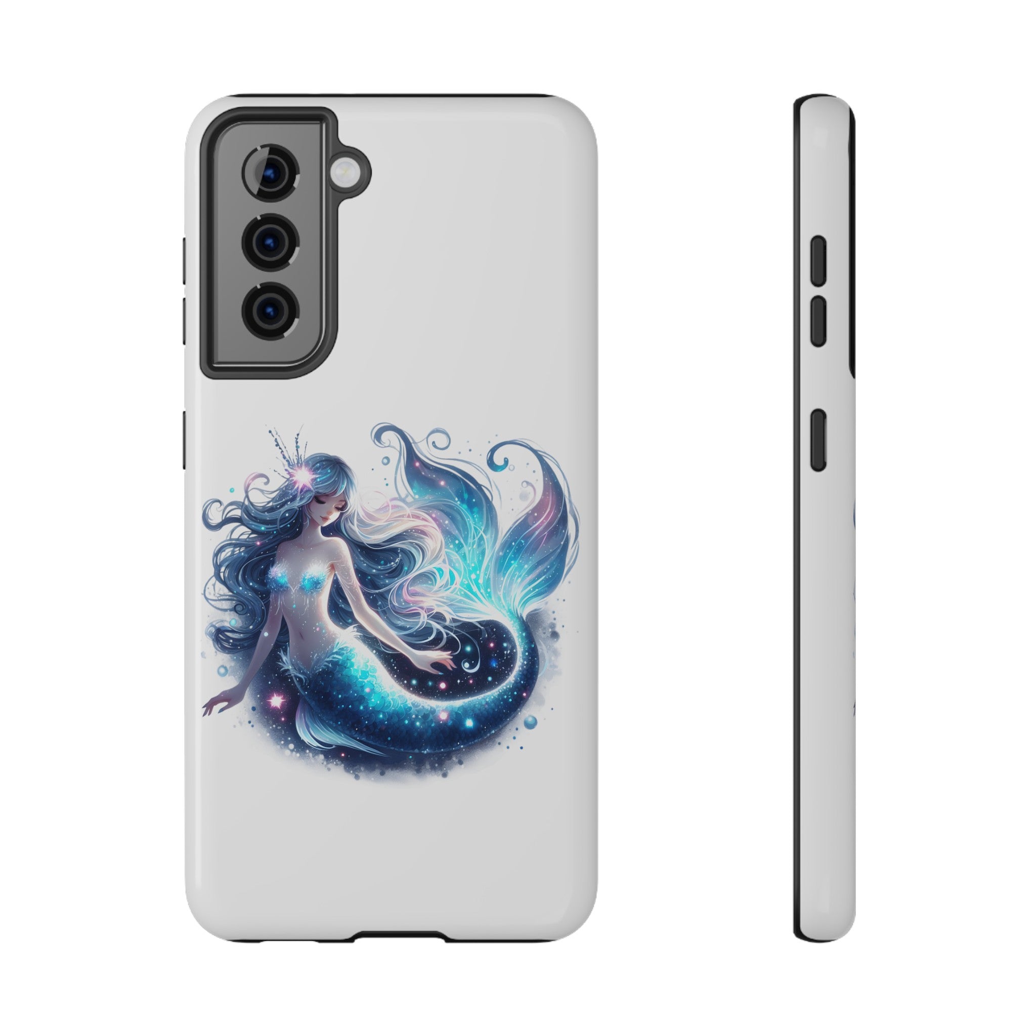 Sleepy Mermaid White Phone Case – Dual-Layer Protection