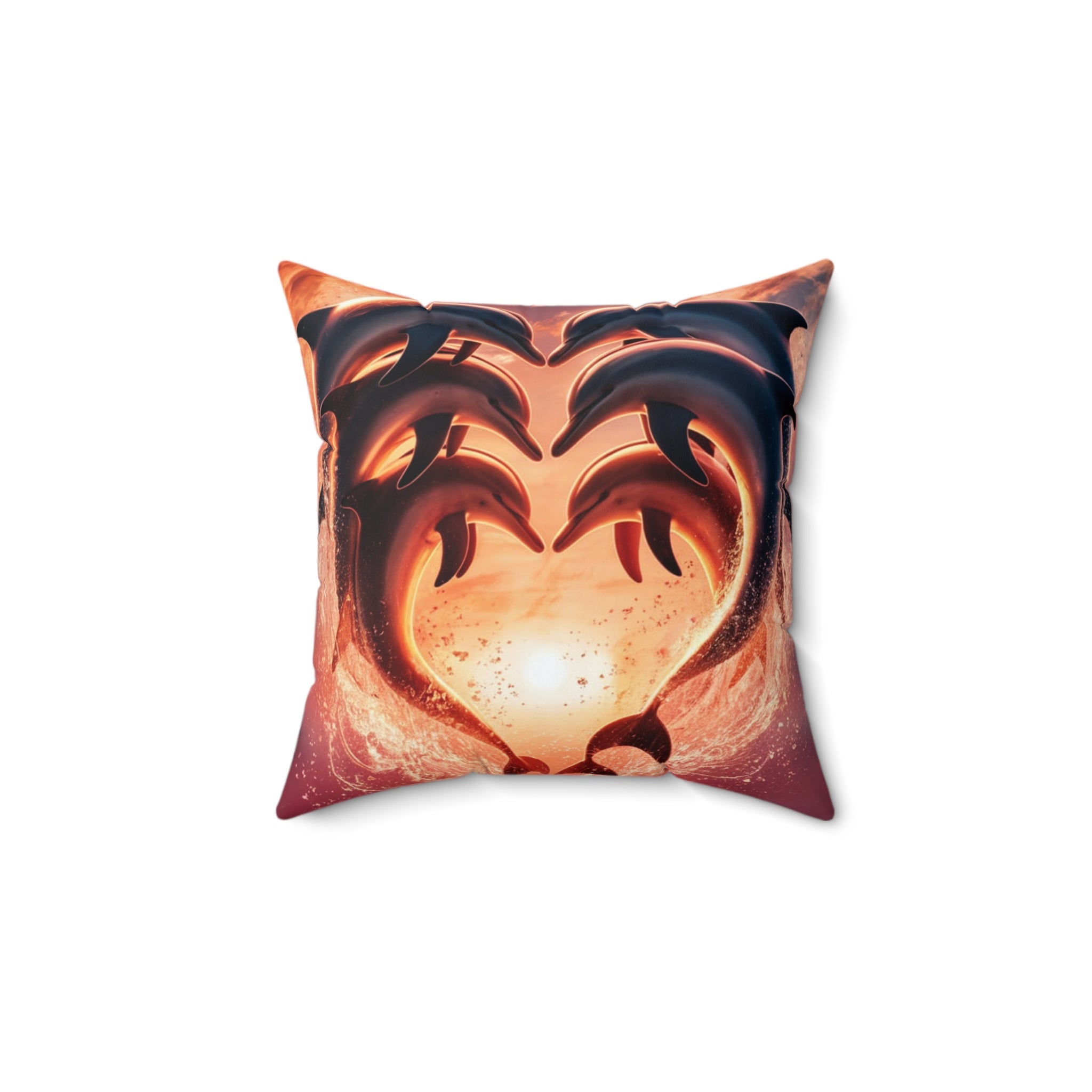 3 dolphin Spun Polyester Square Pillow