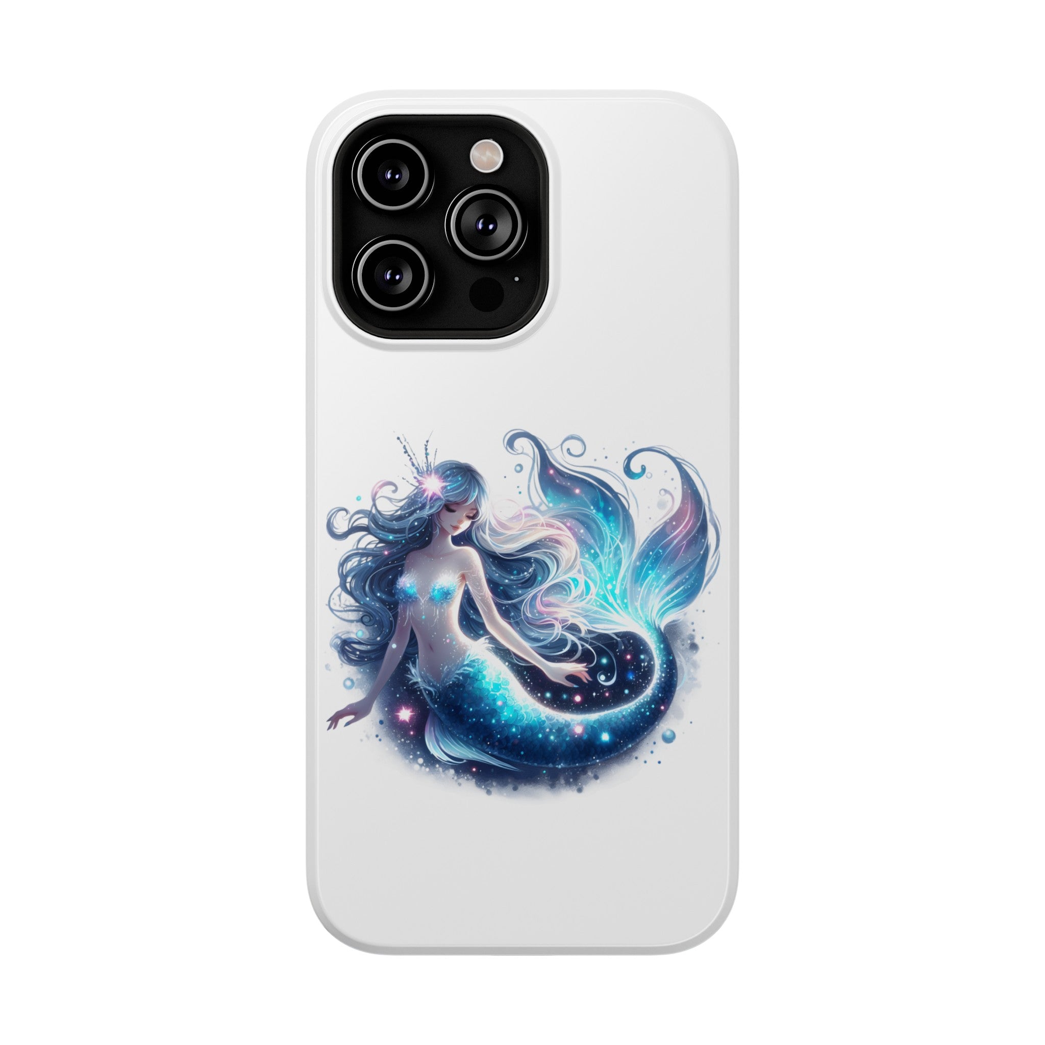 Sleepy Mermaid White Phone Case – Dual-Layer Protection