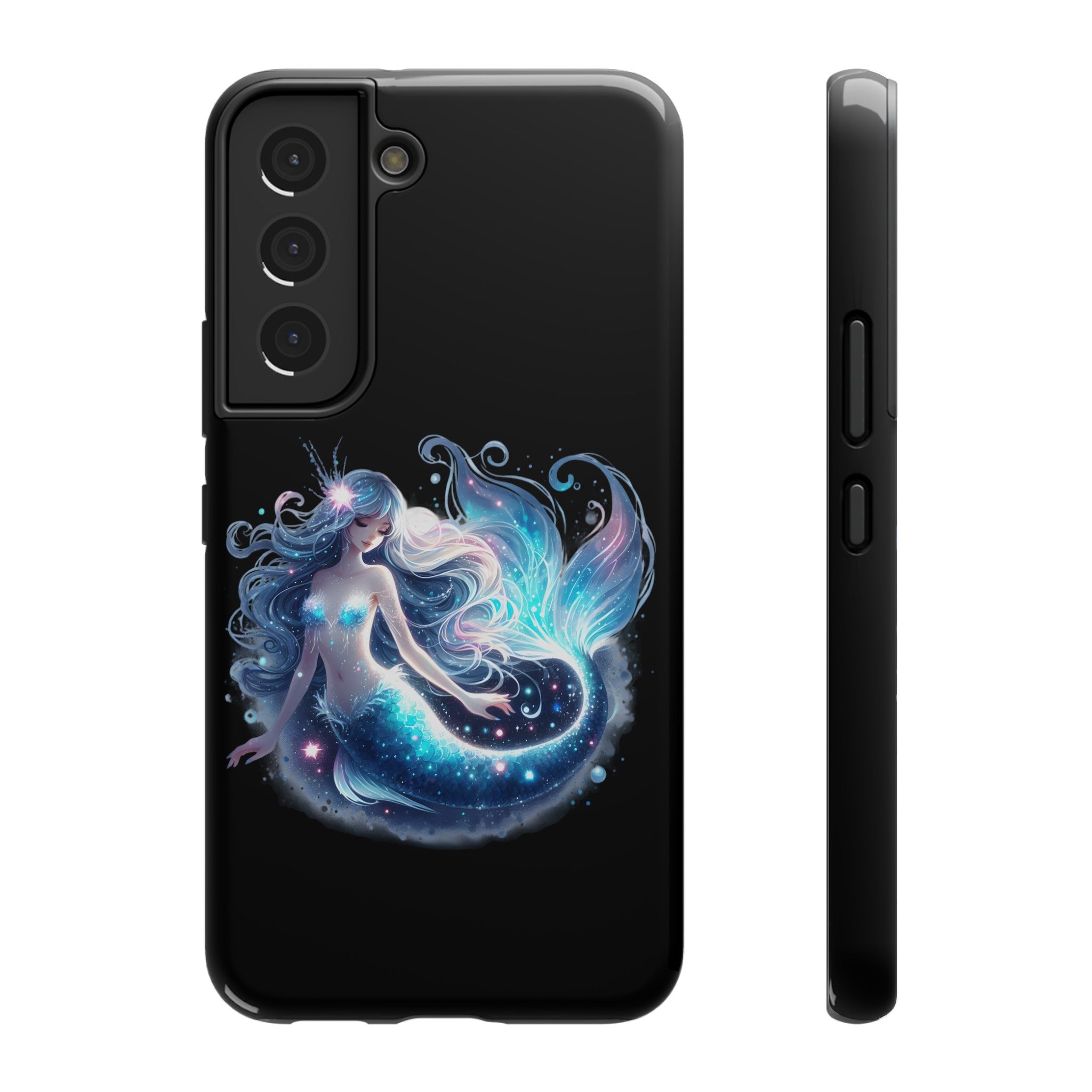 Sleepy Mermaid Black Phone Case – Matte or Glossy Finish