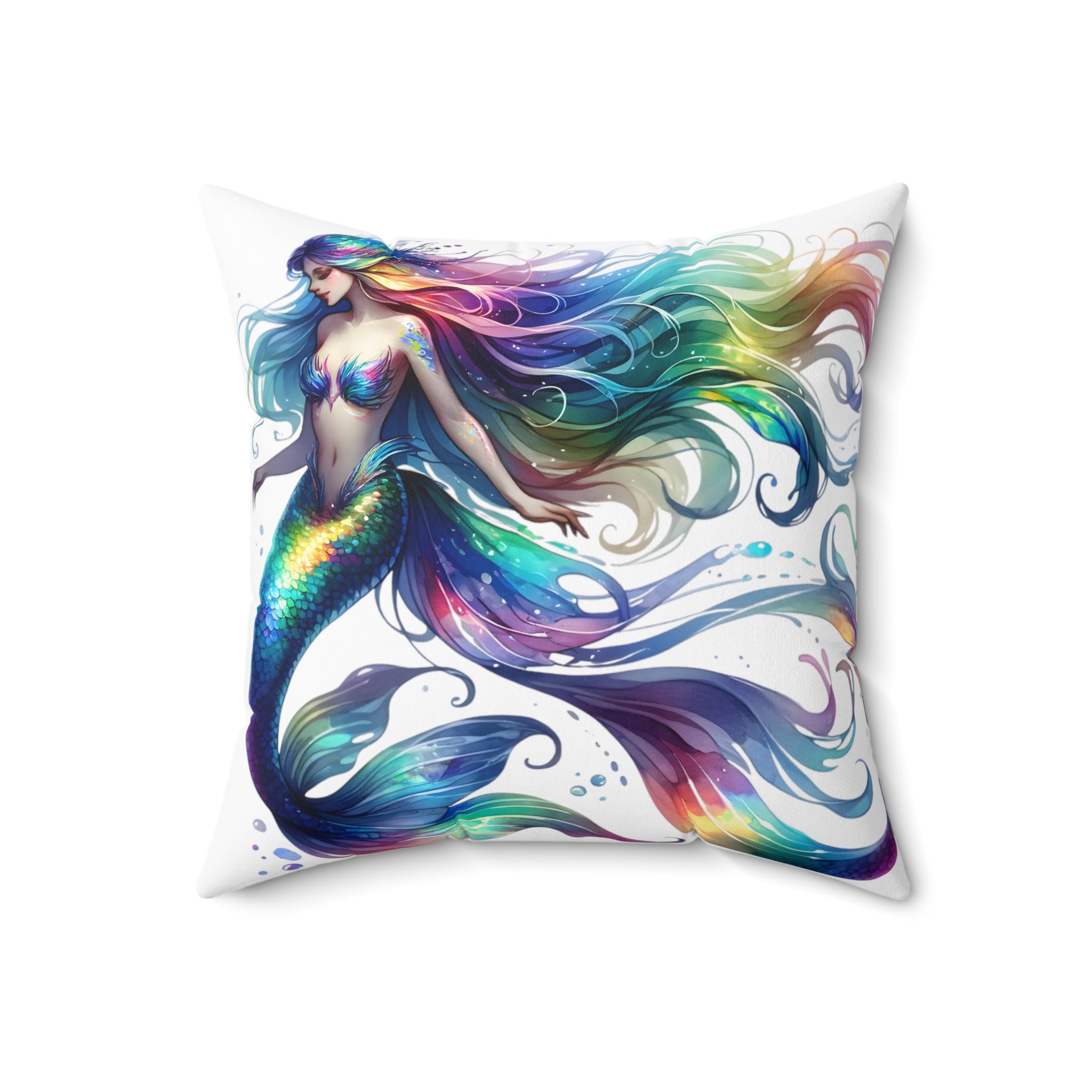 Rainbow dolphin spun Polyester Square Pillow