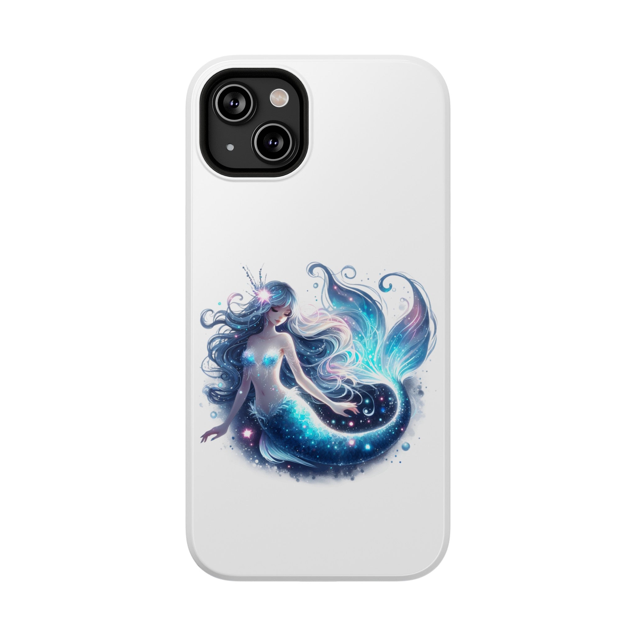 Sleepy Mermaid White Phone Case – Dual-Layer Protection