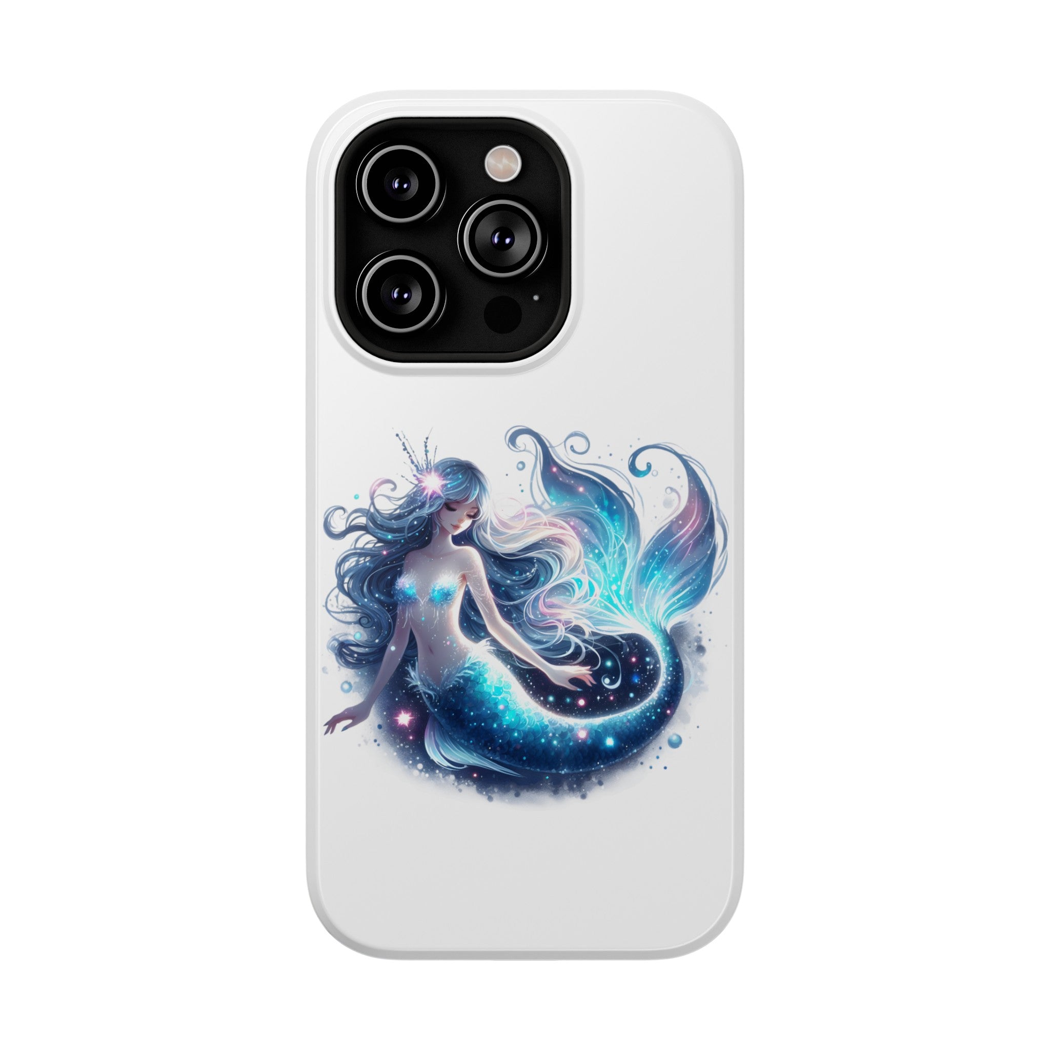 Sleepy Mermaid White Phone Case – Dual-Layer Protection