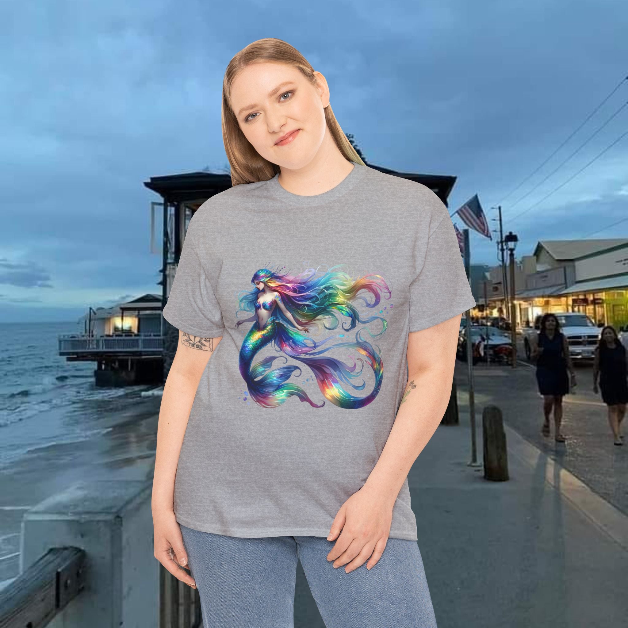 Rainbow Mermaid Heavy Cotton Tee shirt Unisex