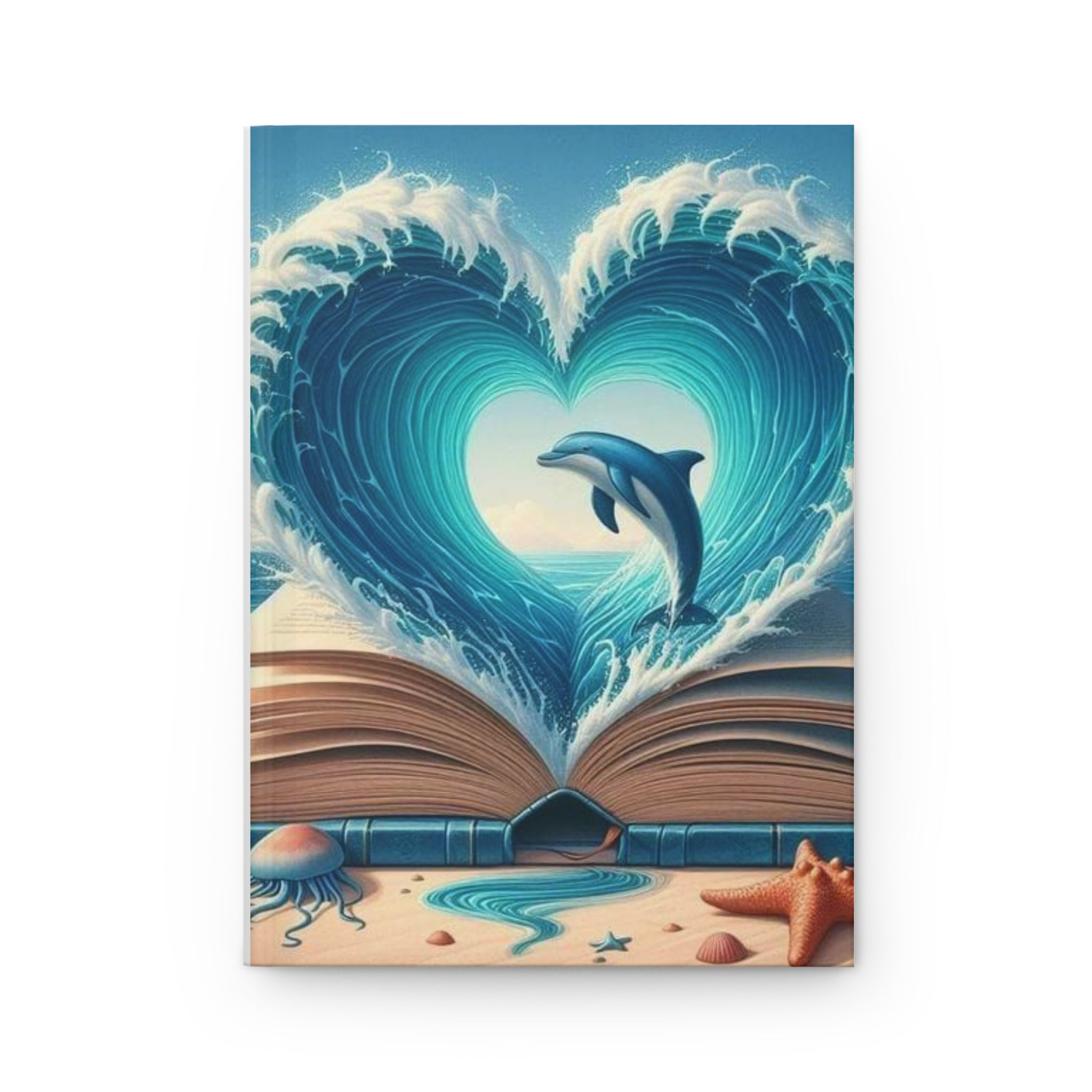 Splashing Hearts Dolphin Hardcover Journal