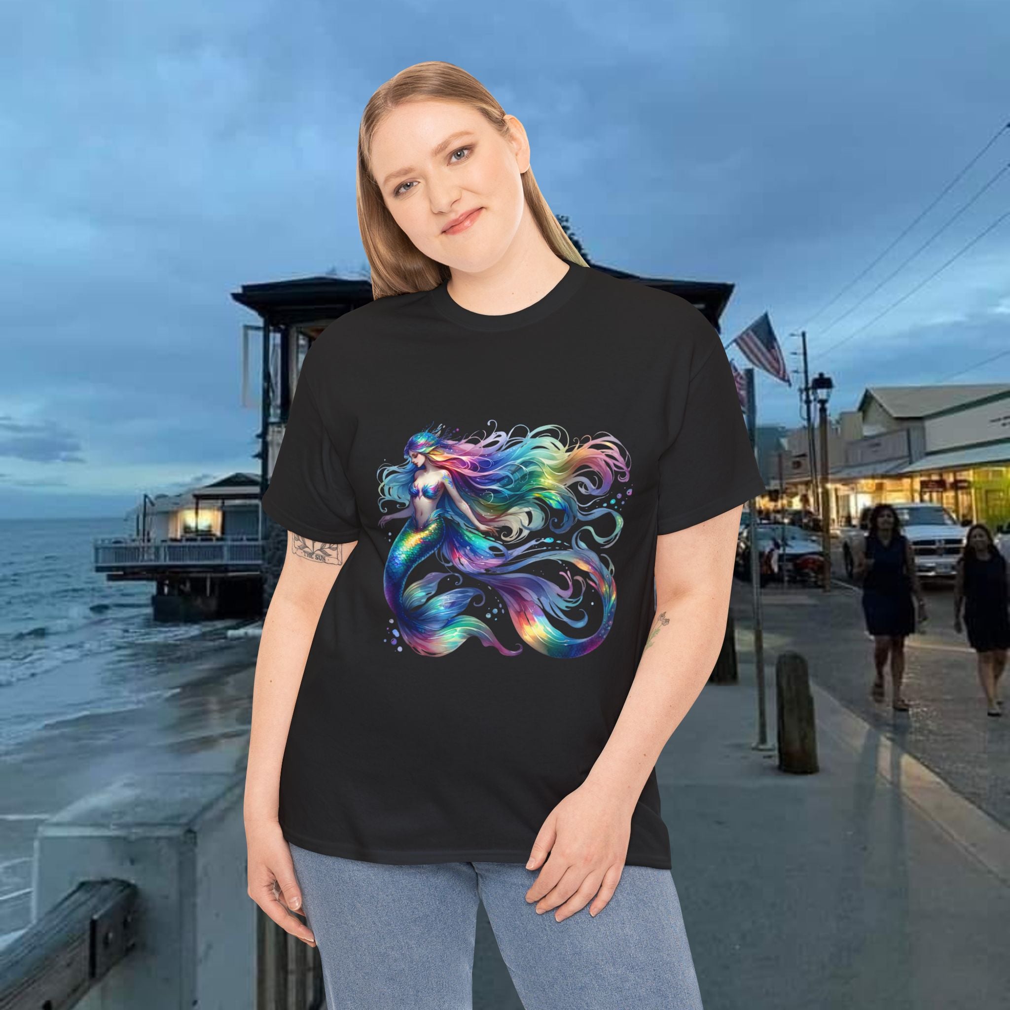 Rainbow Mermaid Heavy Cotton Tee shirt Unisex