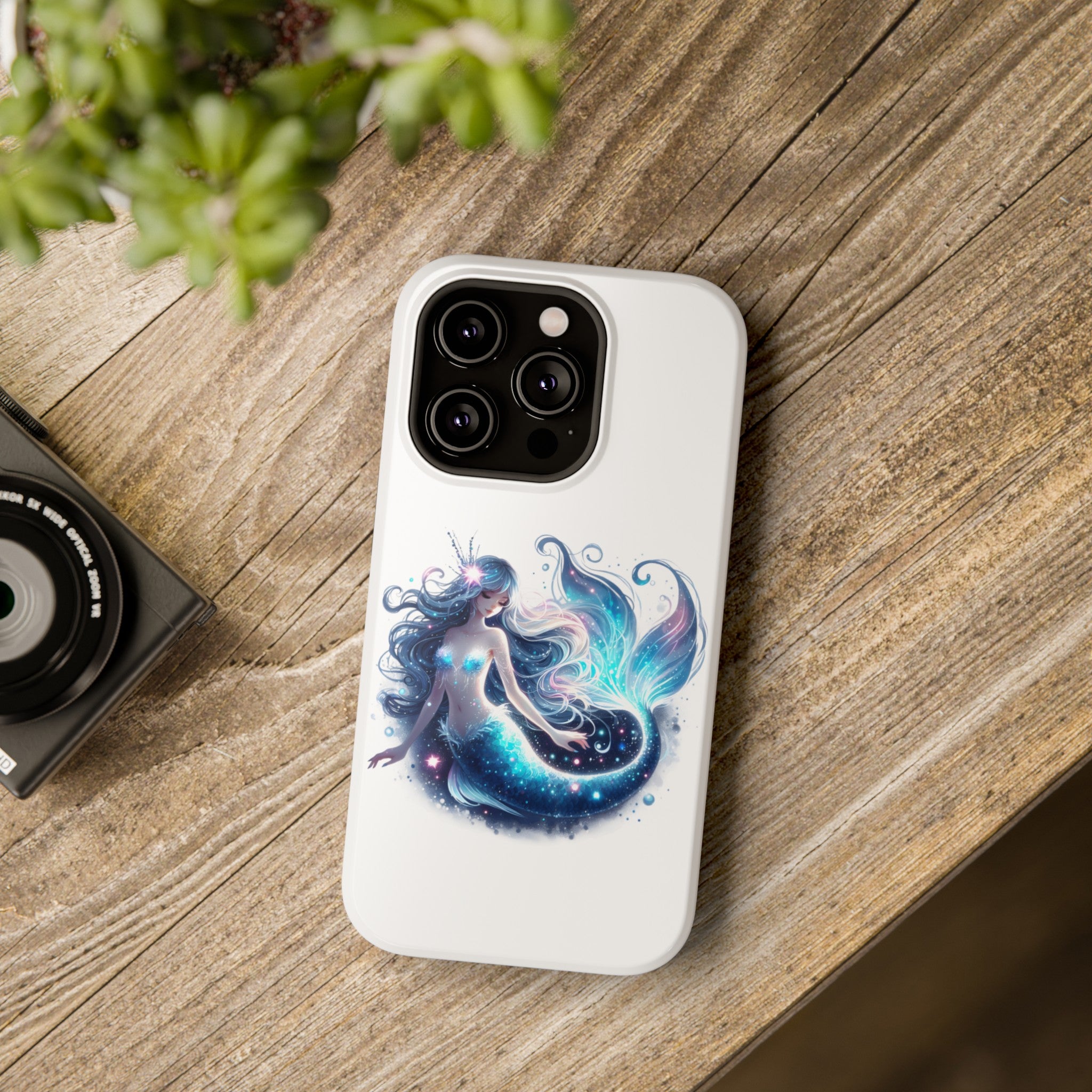 Sleepy Mermaid White Phone Case – Dual-Layer Protection