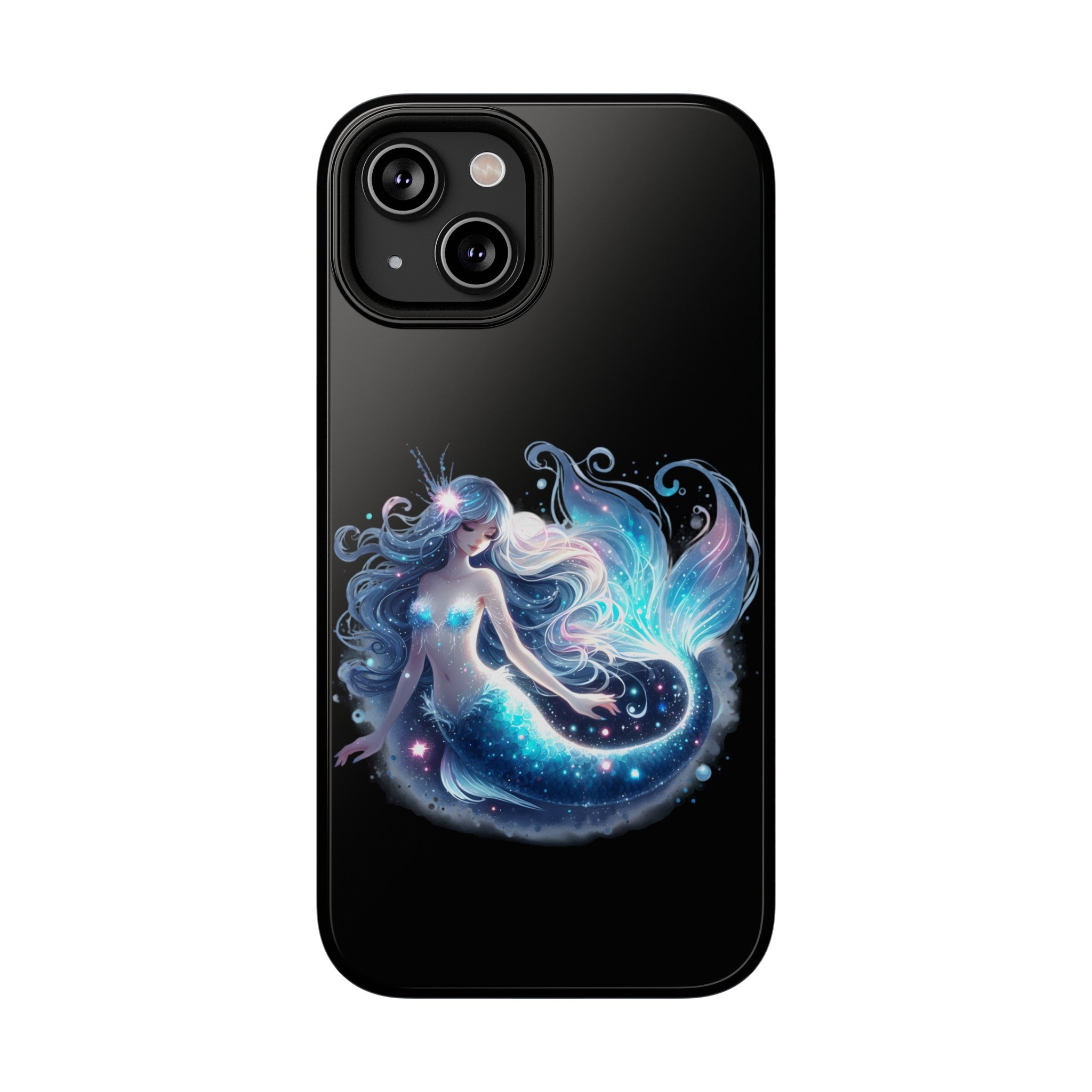 Sleepy Mermaid Black Phone Case – Matte or Glossy Finish