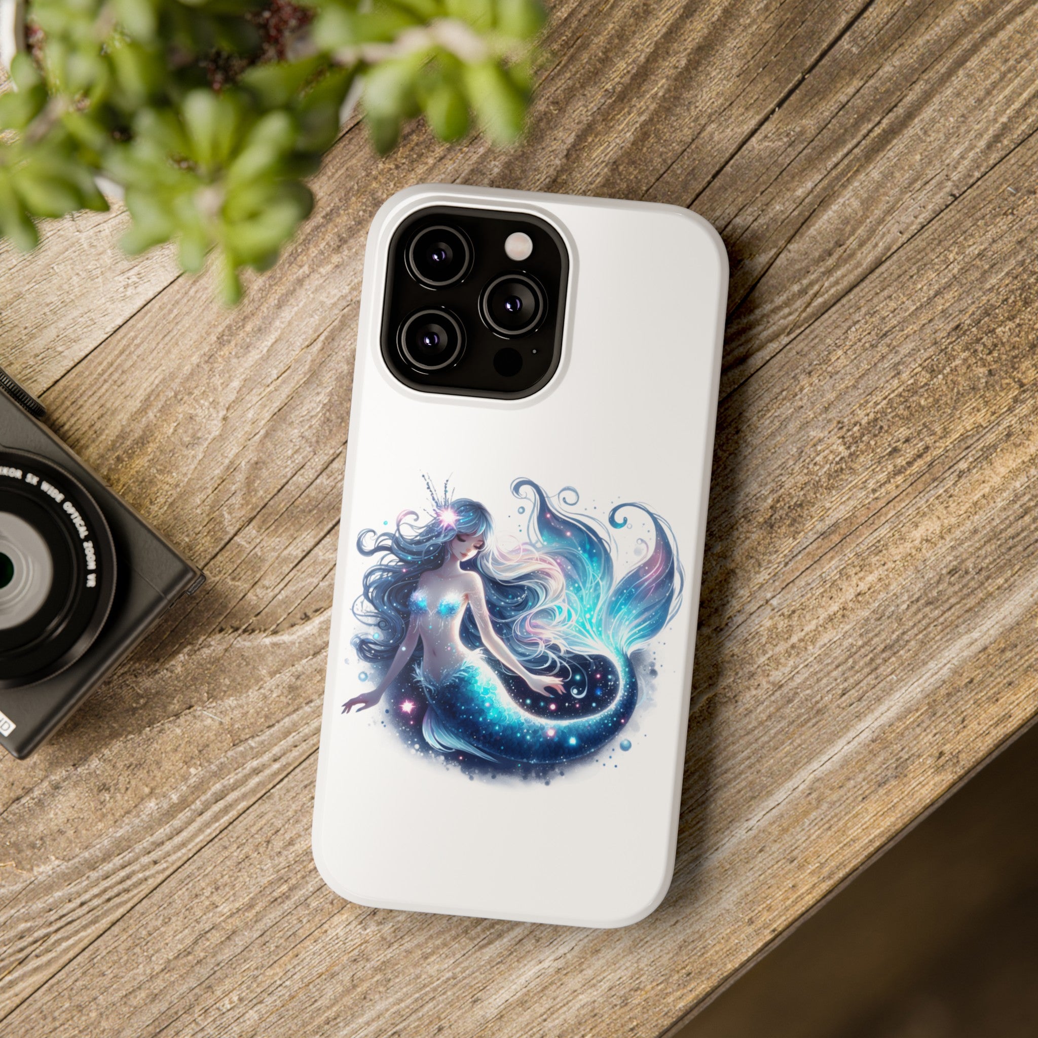 Sleepy Mermaid White Phone Case – Dual-Layer Protection