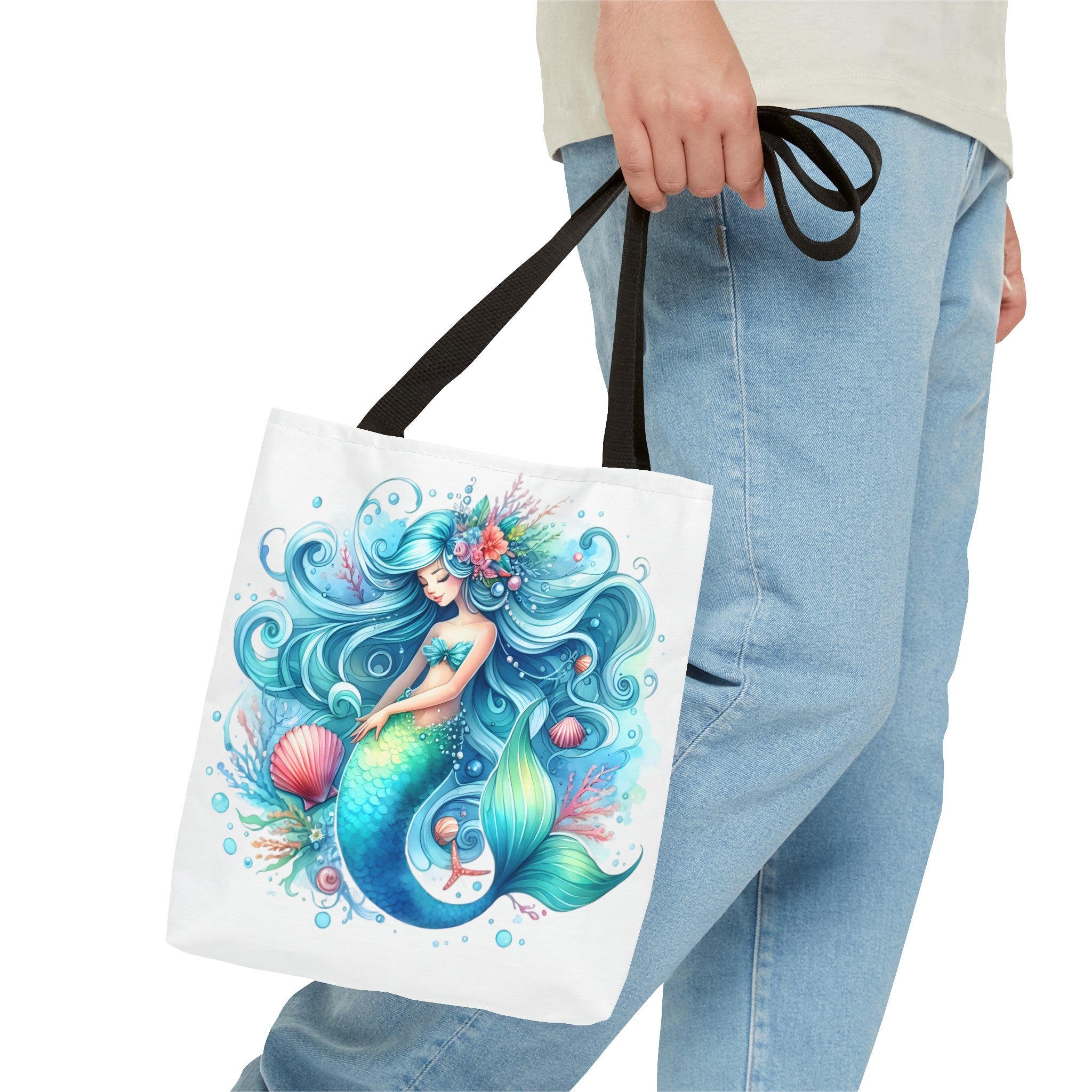 Blue sleepy mermaid Tote Bag (AOP)