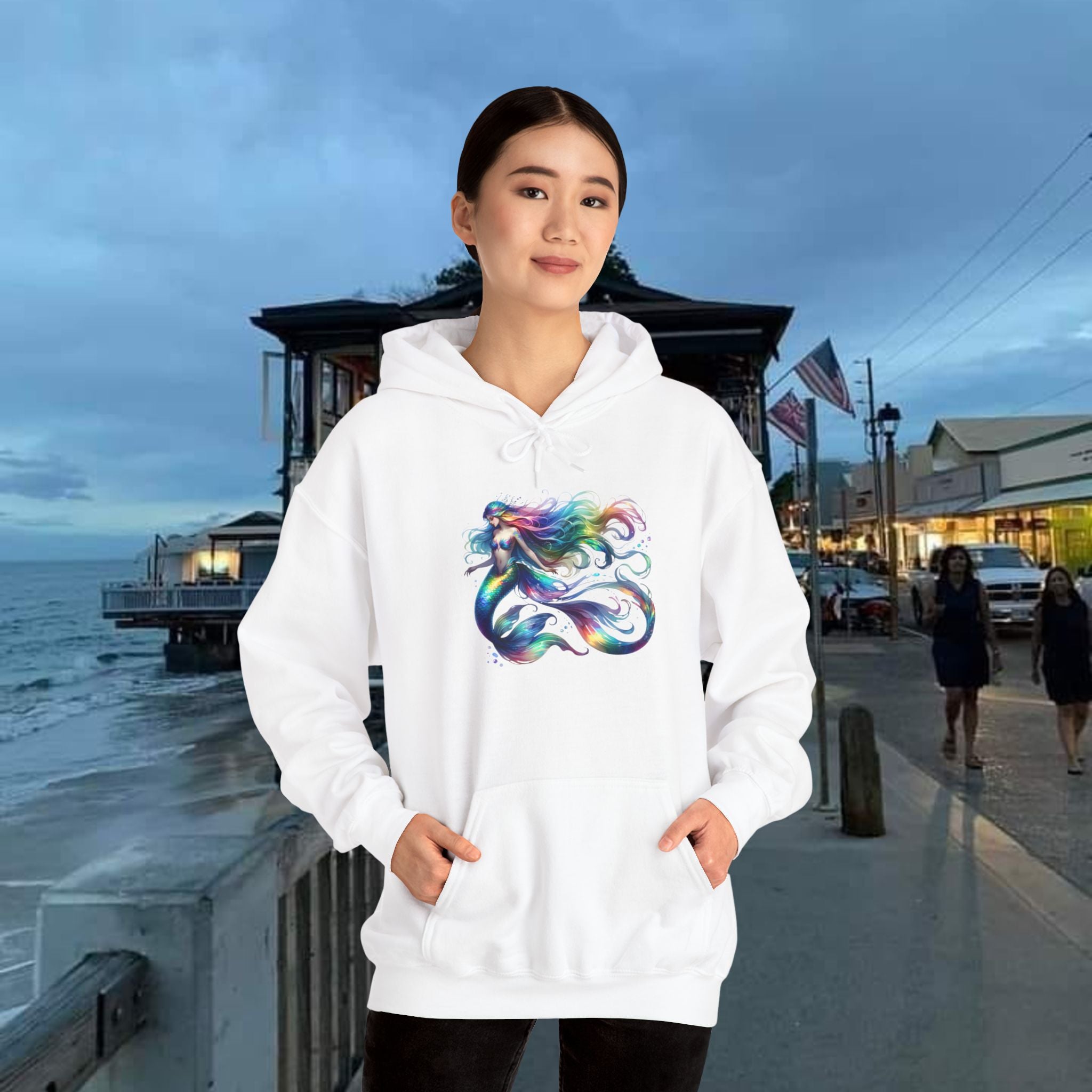 Rainbow Mermaid Hooded Sweatshirt Unisex Heavy Blend