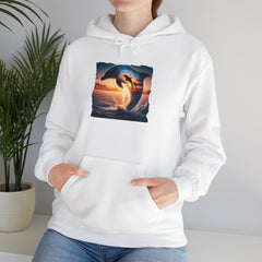 3 Dolphin Sunset Hooded Sweatshirt Unisex Heavy Blend