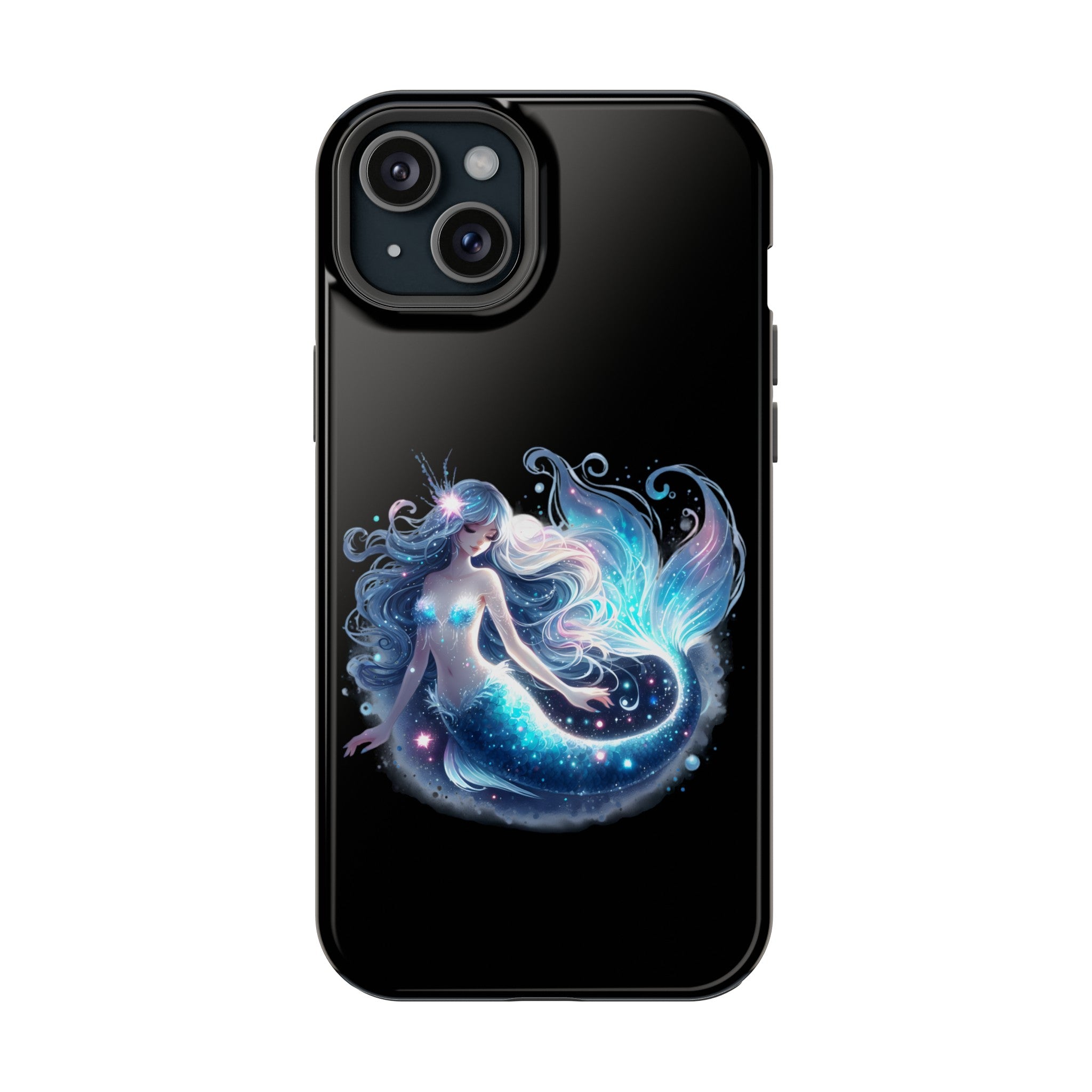 Sleepy Mermaid Black Phone Case – Matte or Glossy Finish