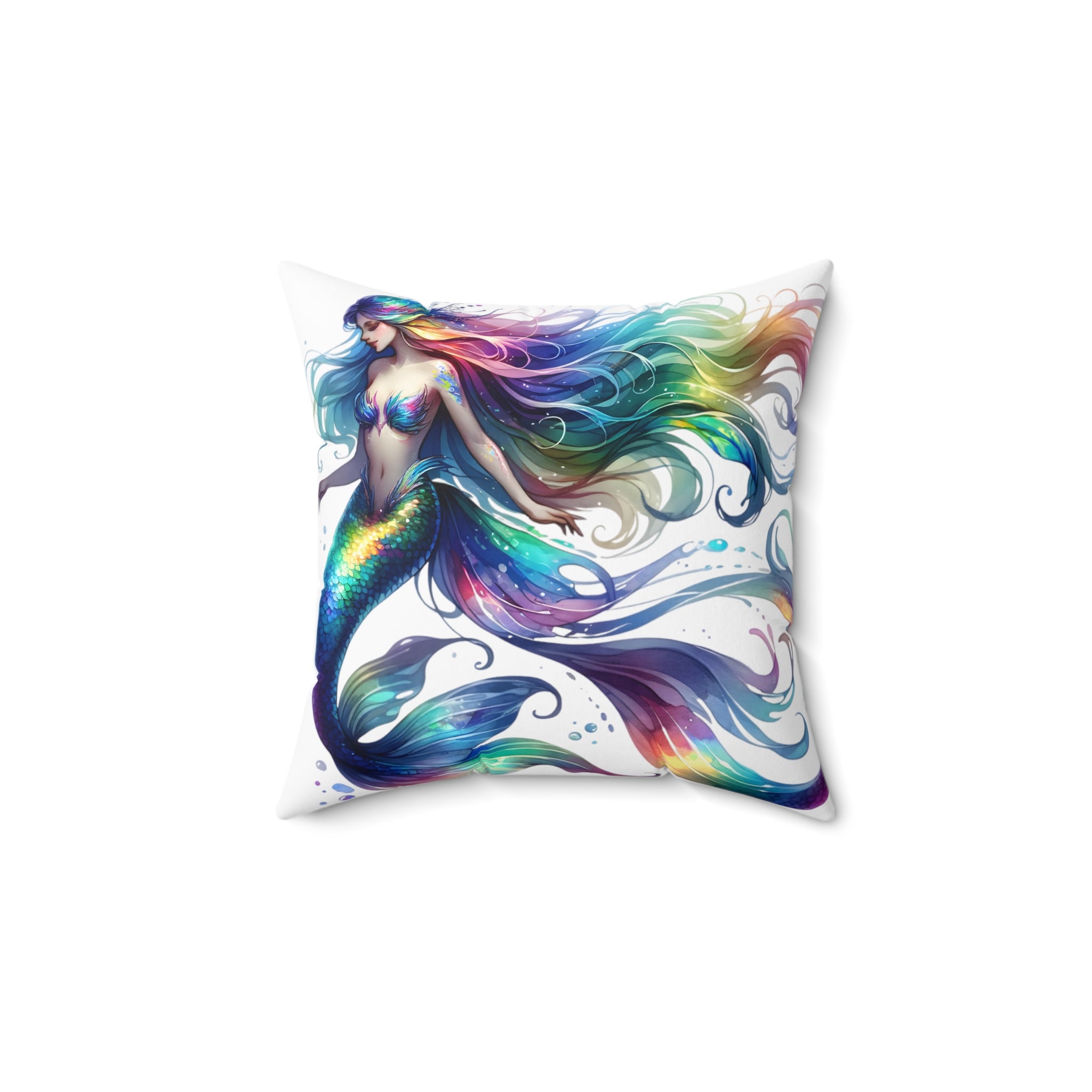 Rainbow dolphin spun Polyester Square Pillow