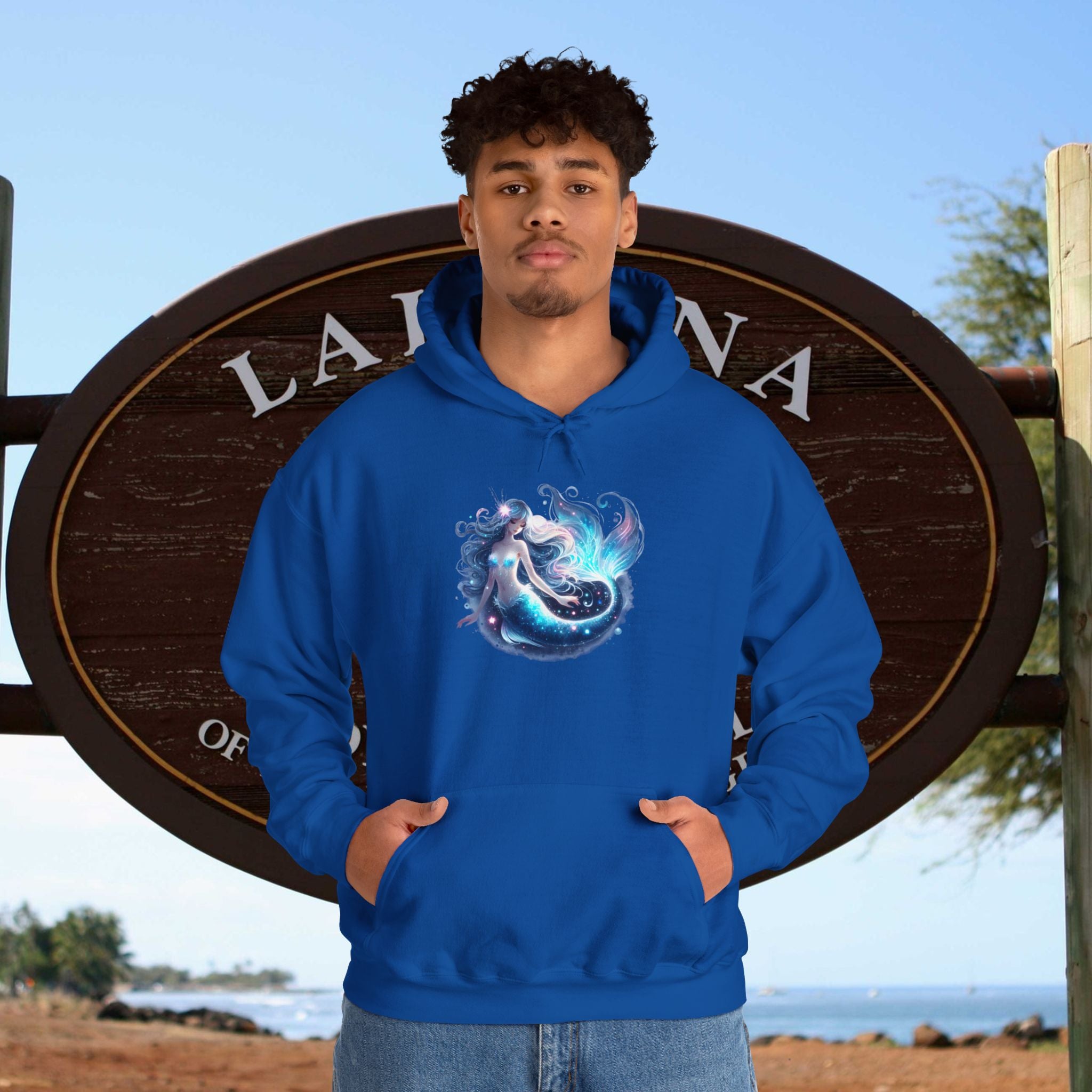 Blue Mermaid Hooded Sweatshirt Unisex Heavy Blend