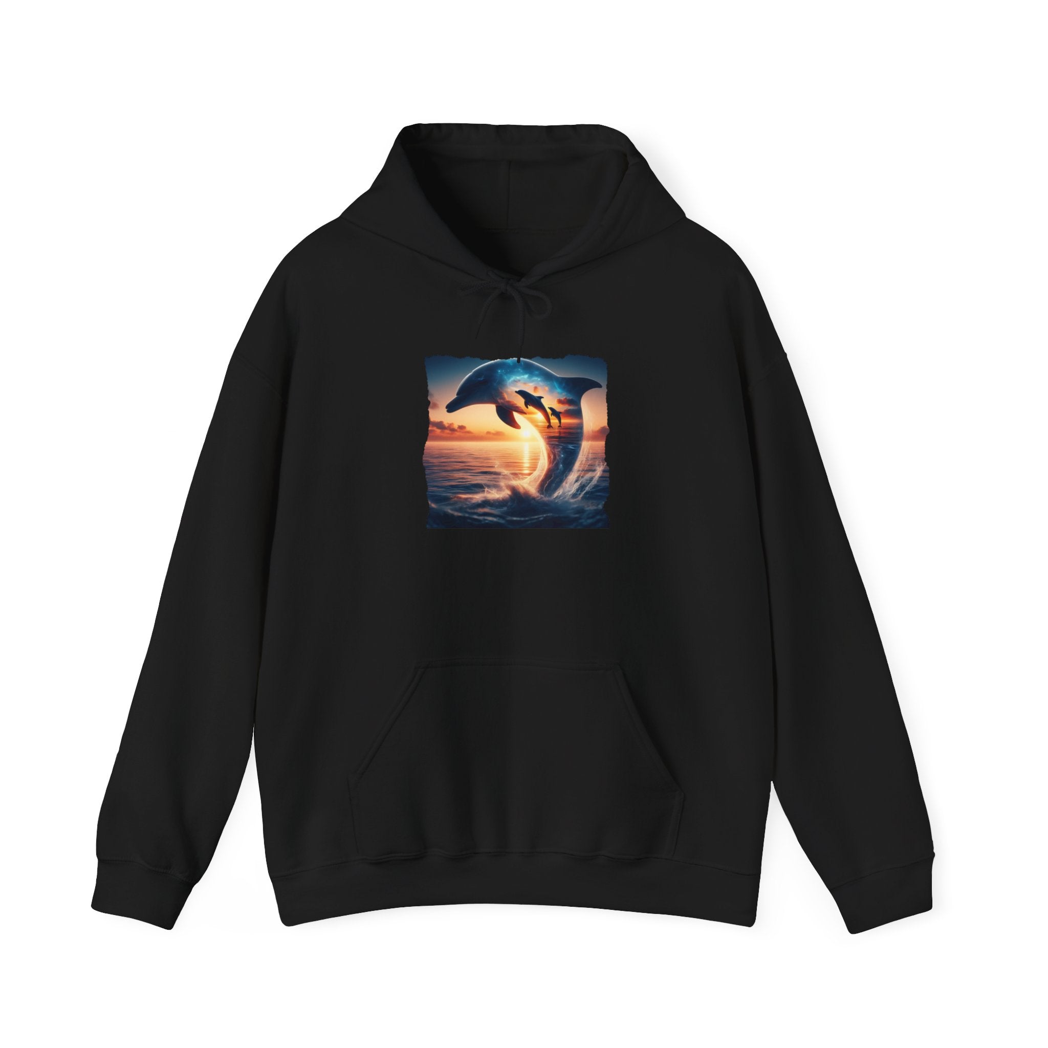 3 Dolphin Sunset Hooded Sweatshirt Unisex Heavy Blend