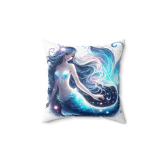 Blue mermaid spun Polyester Square Pillow