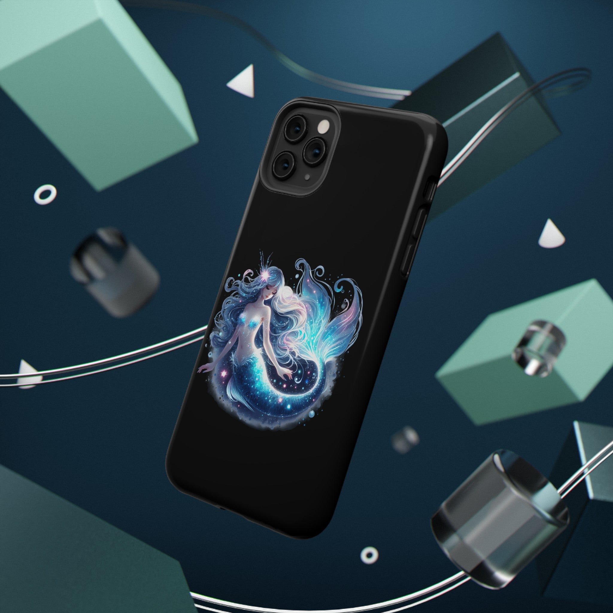 Sleepy Mermaid Black Phone Case – Matte or Glossy Finish