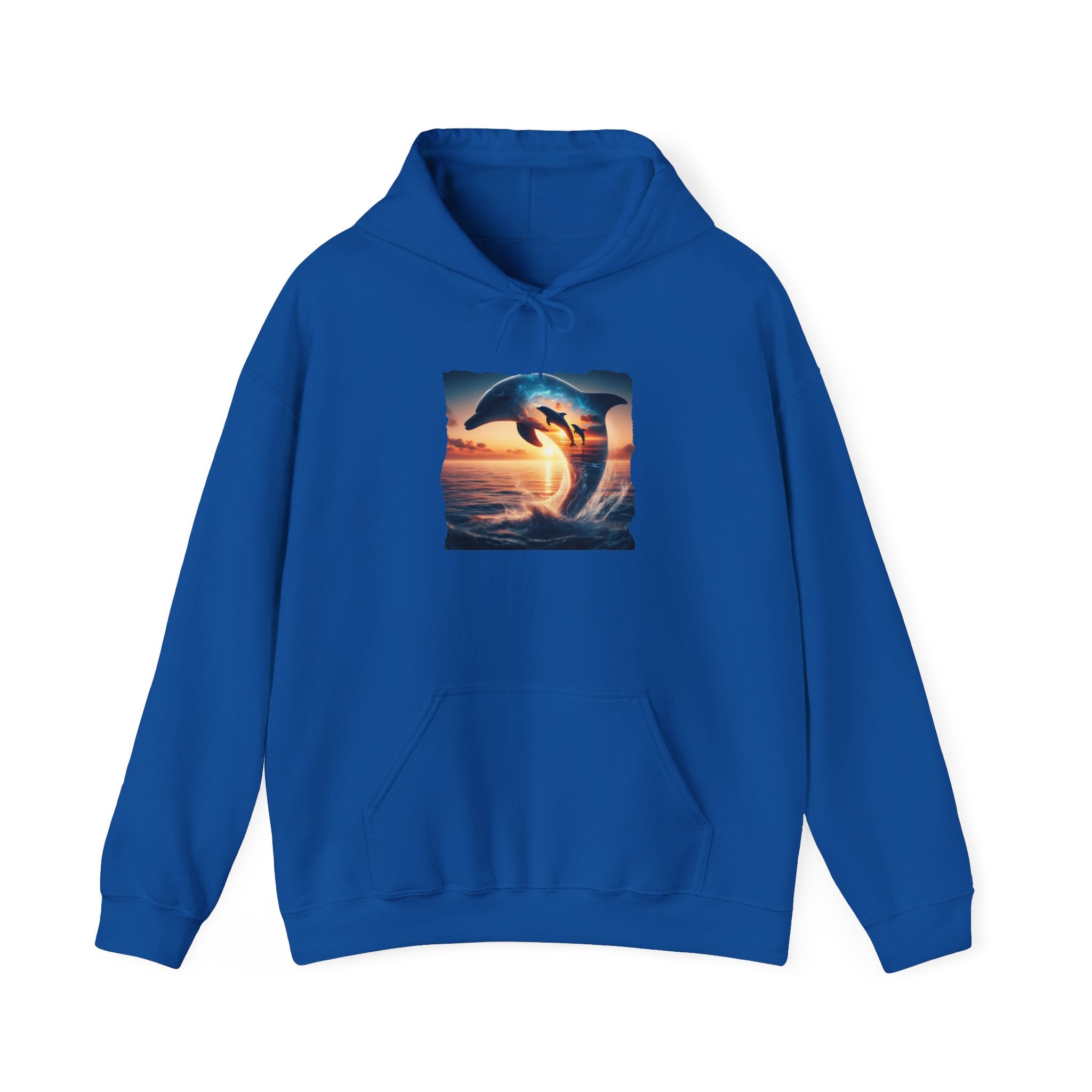 3 Dolphin Sunset Hooded Sweatshirt Unisex Heavy Blend