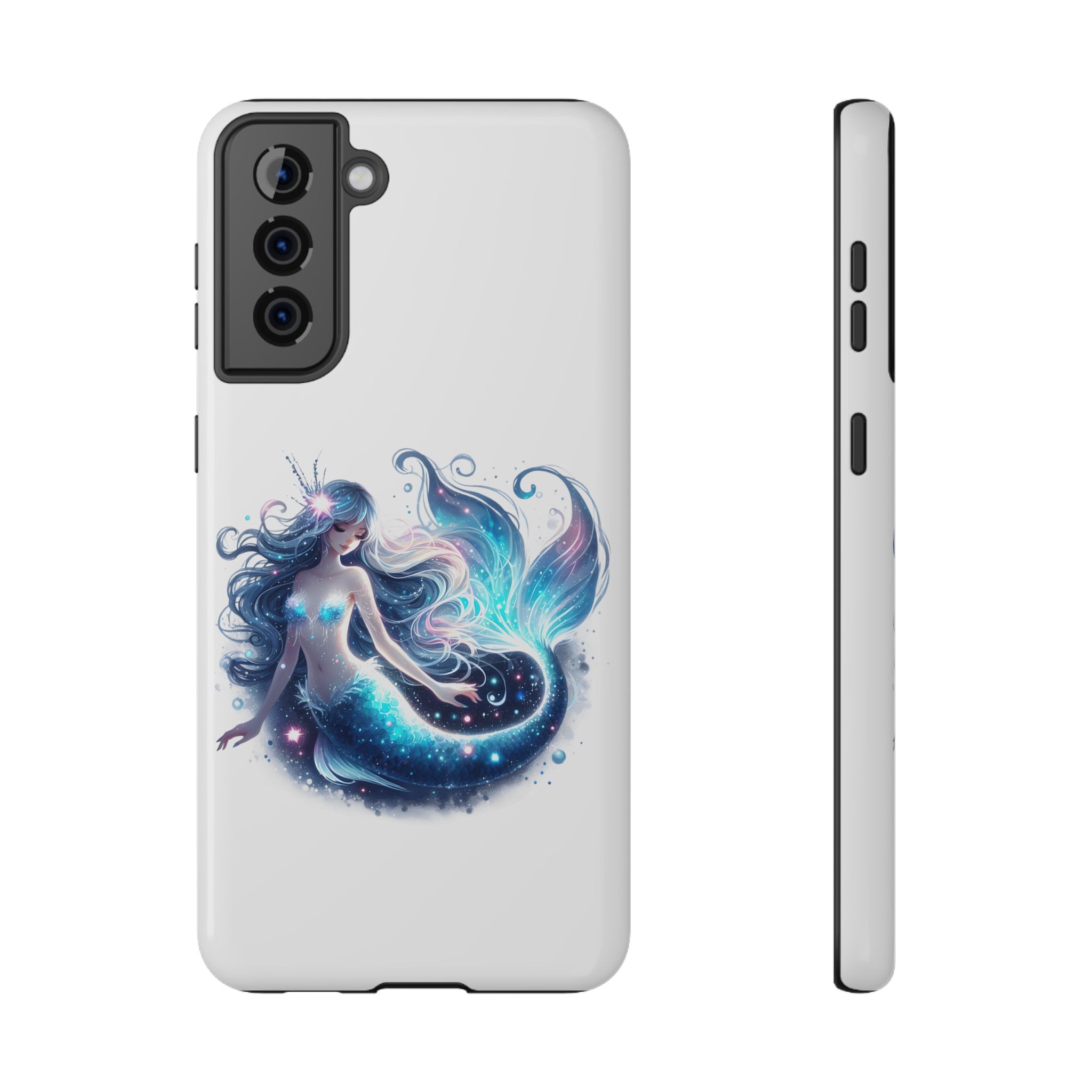 Sleepy Mermaid White Phone Case – Dual-Layer Protection